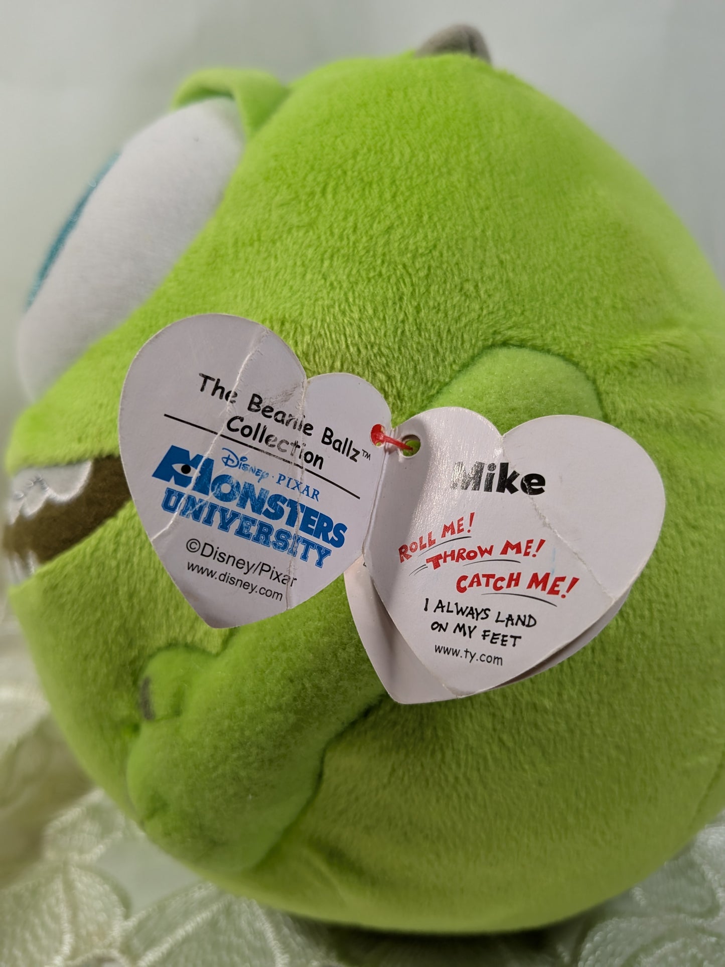 Ty Beanie ballz - Mike the monster from monsters Inc (7.5in) Non-mint Hang Tag