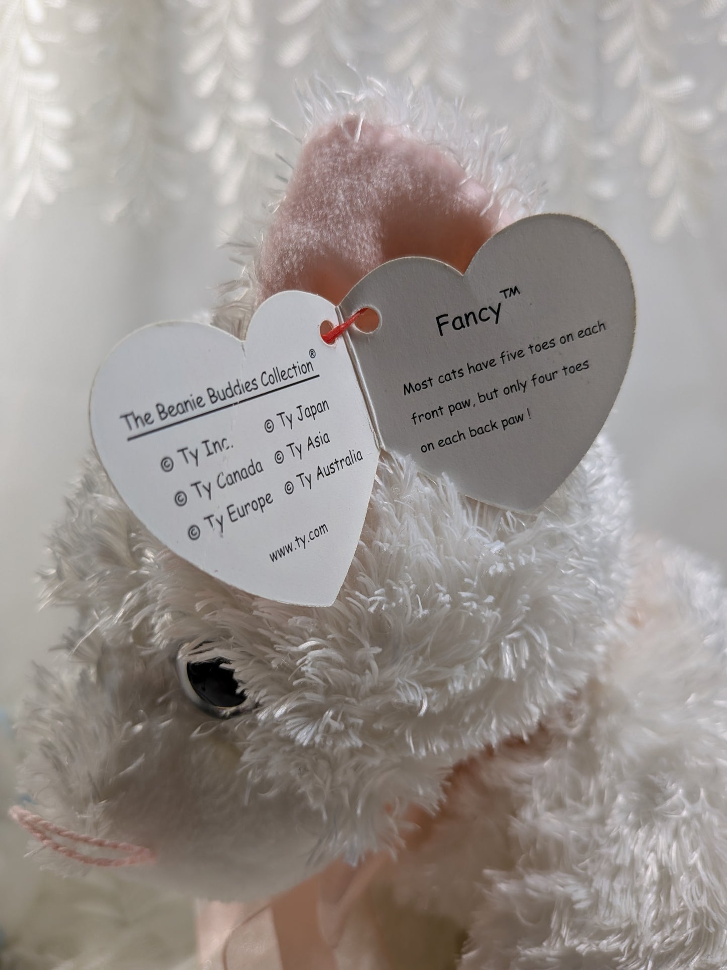 Ty Beanie Buddy - Fancy The White Cat (9.5in) Non-mint Tag