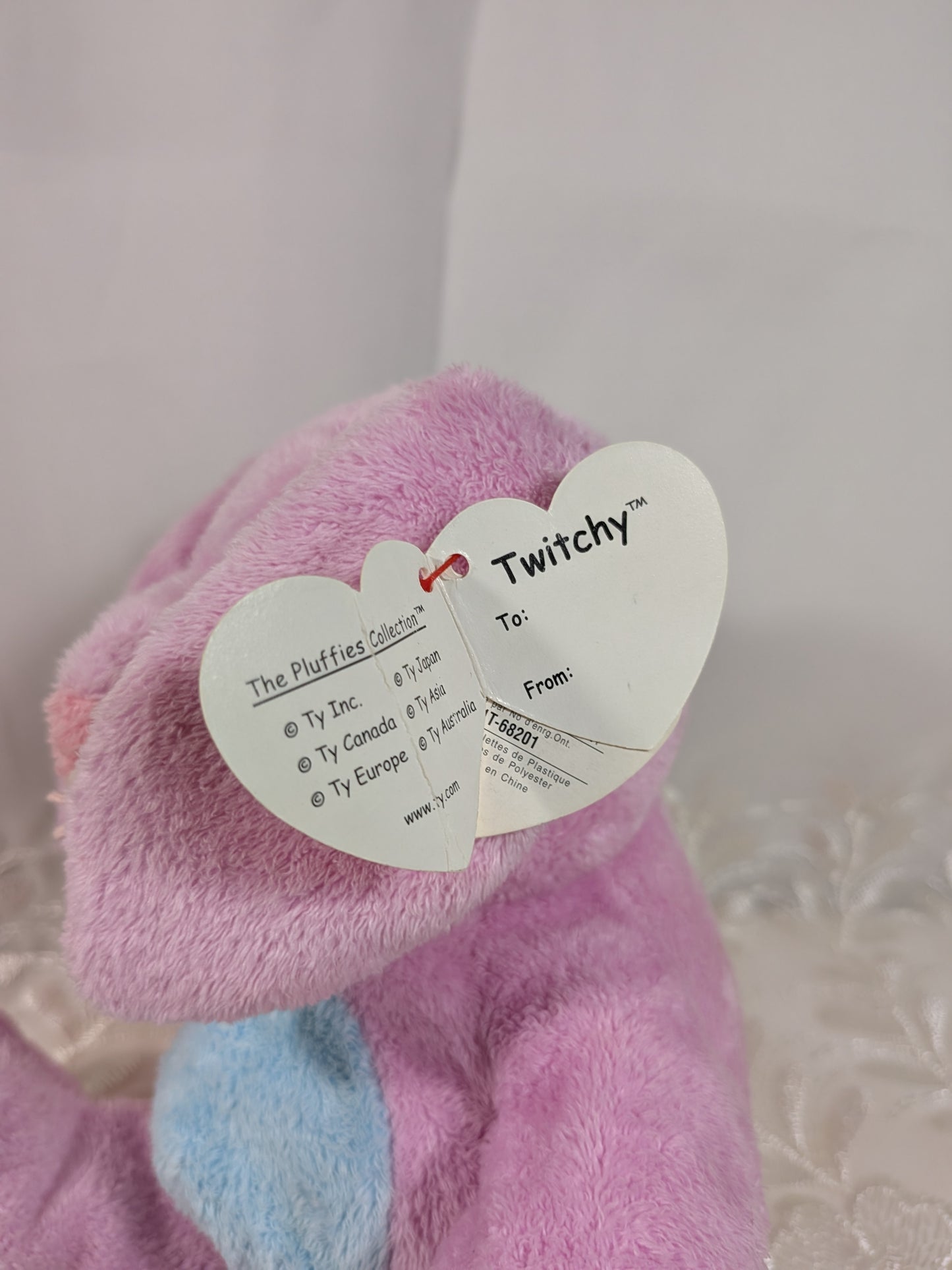 Ty Pluffies Collection - Twitchy The Purple And Blue Bunny Rabbit (10in) Non-mint Tag