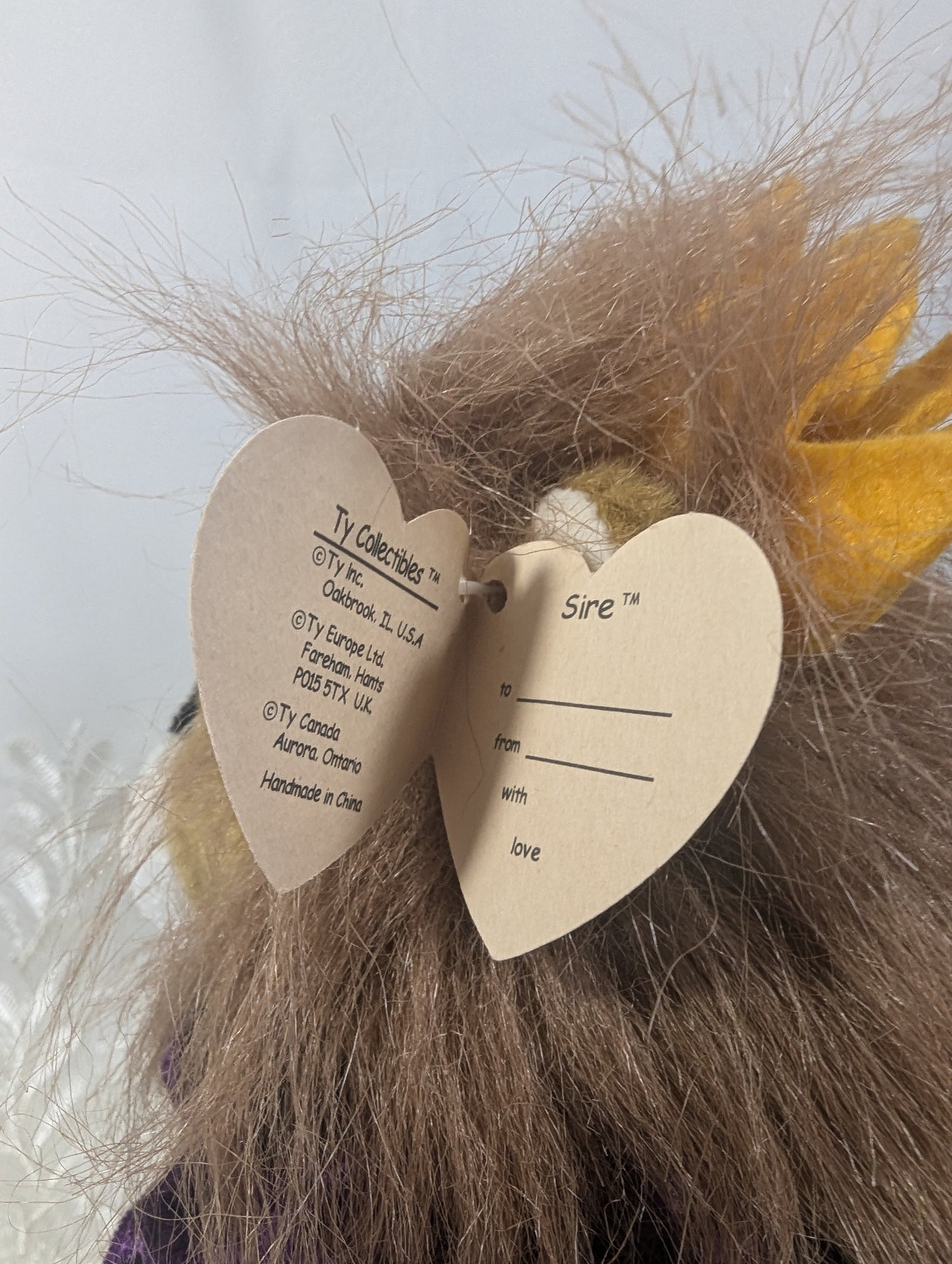 Ty Attic Treasure Collection - Sire The King Lion With Purple Cape (12in) - Vintage Beanies Canada