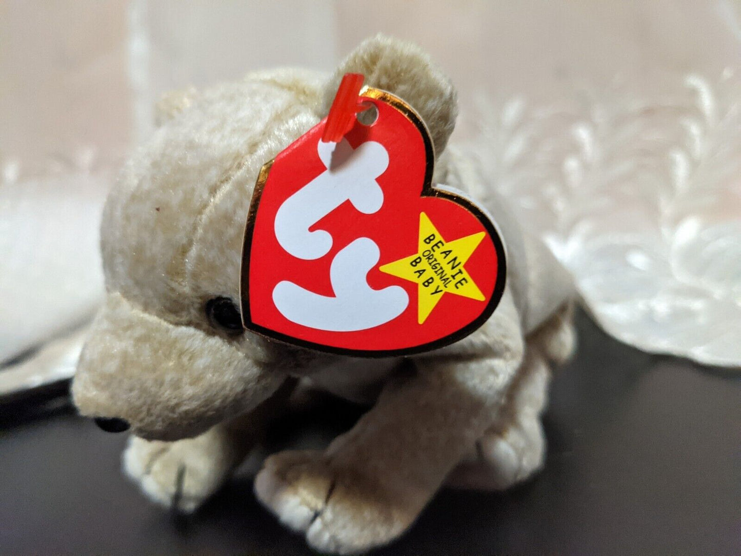 Ty Beanie Baby - Almond the Beige Bear (7in) - Vintage Beanies Canada