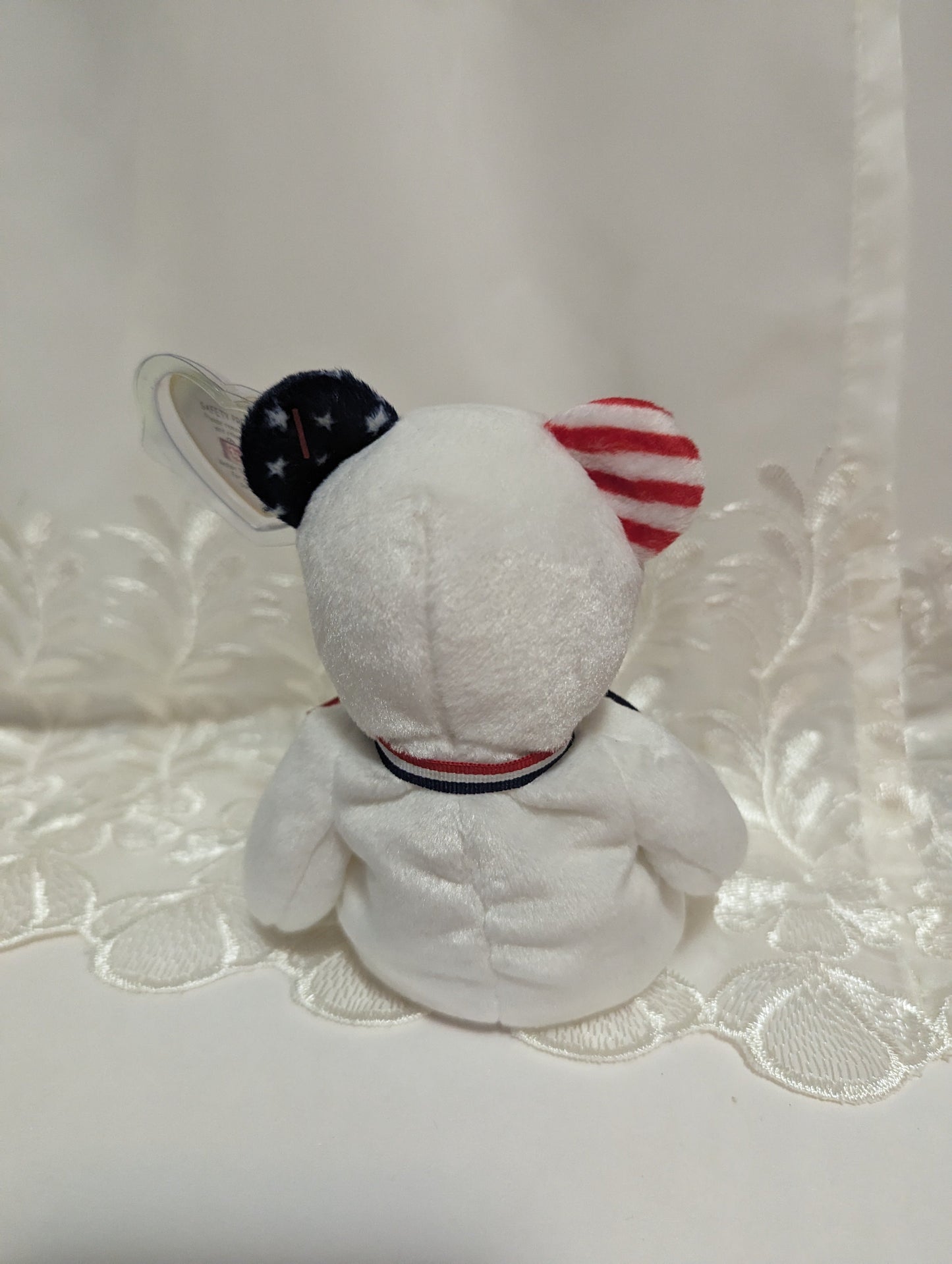 Ty Beanie Baby - America the white Bear (8.5in) Stars on Left - Vintage Beanies Canada