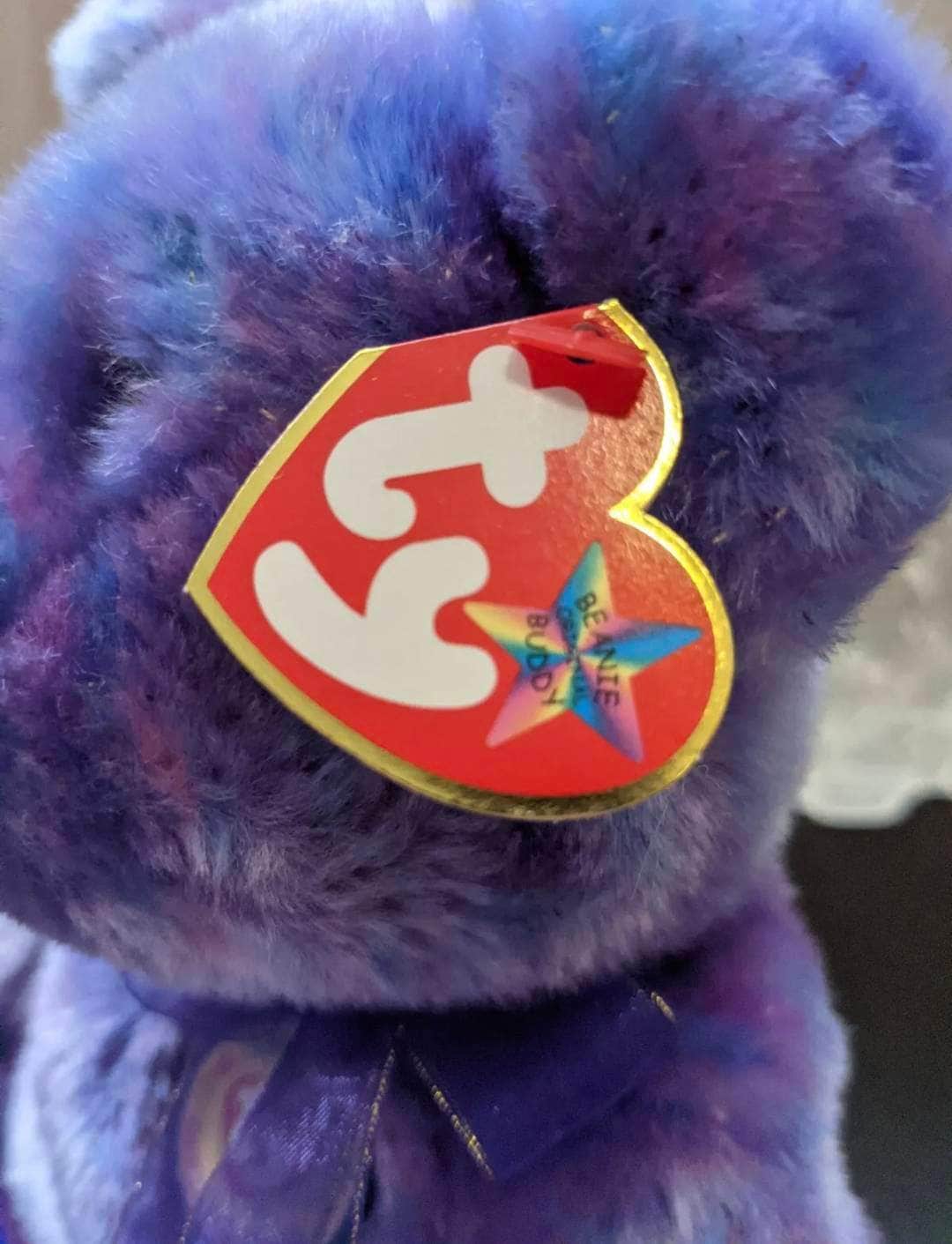 Ty Beanie Baby + Beanie Buddy - Clubby IV The Purple Blue Bear (Sold As Set) - Vintage Beanies Canada