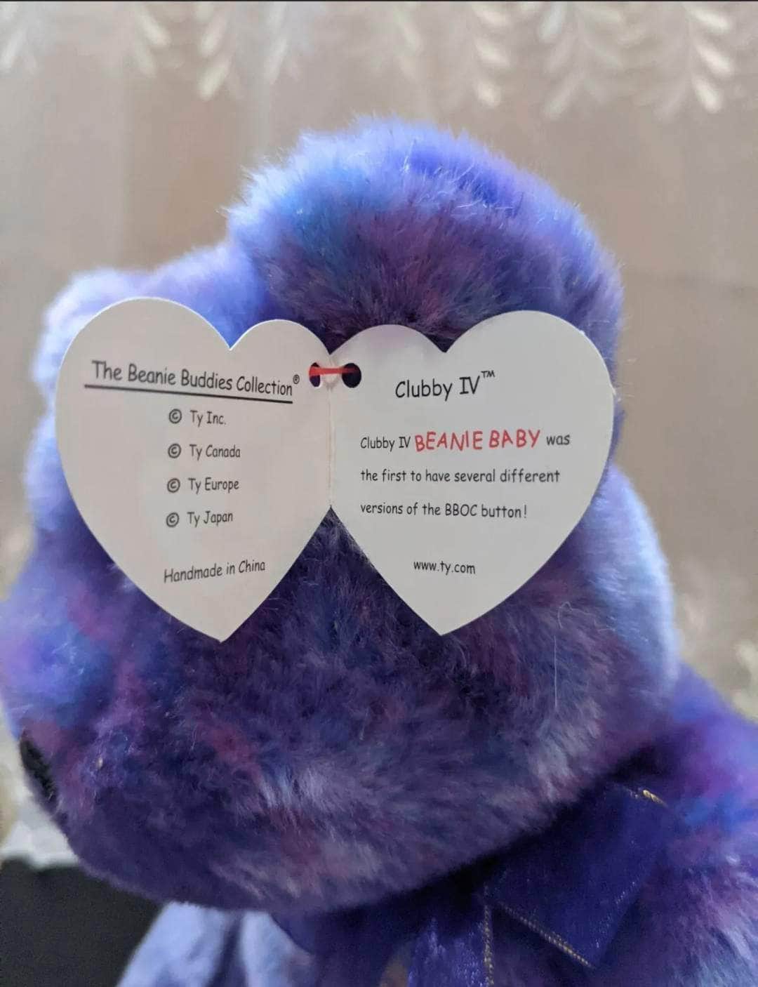 Ty Beanie Baby + Beanie Buddy - Clubby IV The Purple Blue Bear (Sold As Set) - Vintage Beanies Canada