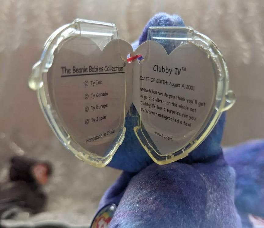 Ty Beanie Baby + Beanie Buddy - Clubby IV The Purple Blue Bear (Sold As Set) - Vintage Beanies Canada