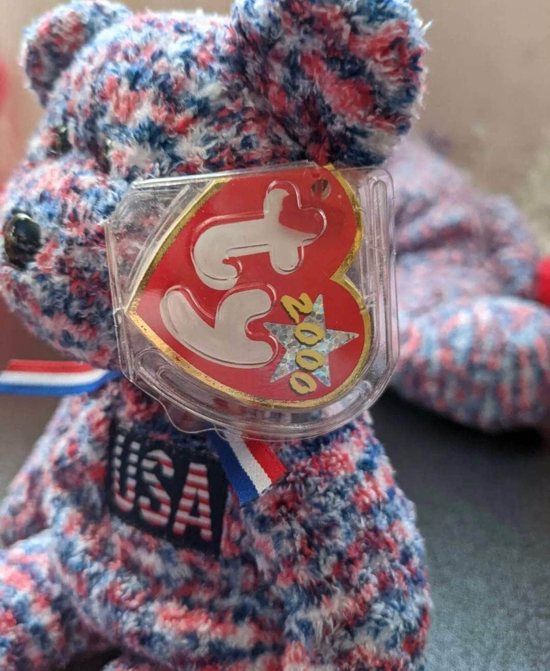 Ty Beanie Baby + Beanie Buddy - USA the Bear Lot Of 2 - Near Mint (Sold As Pair) - Vintage Beanies Canada
