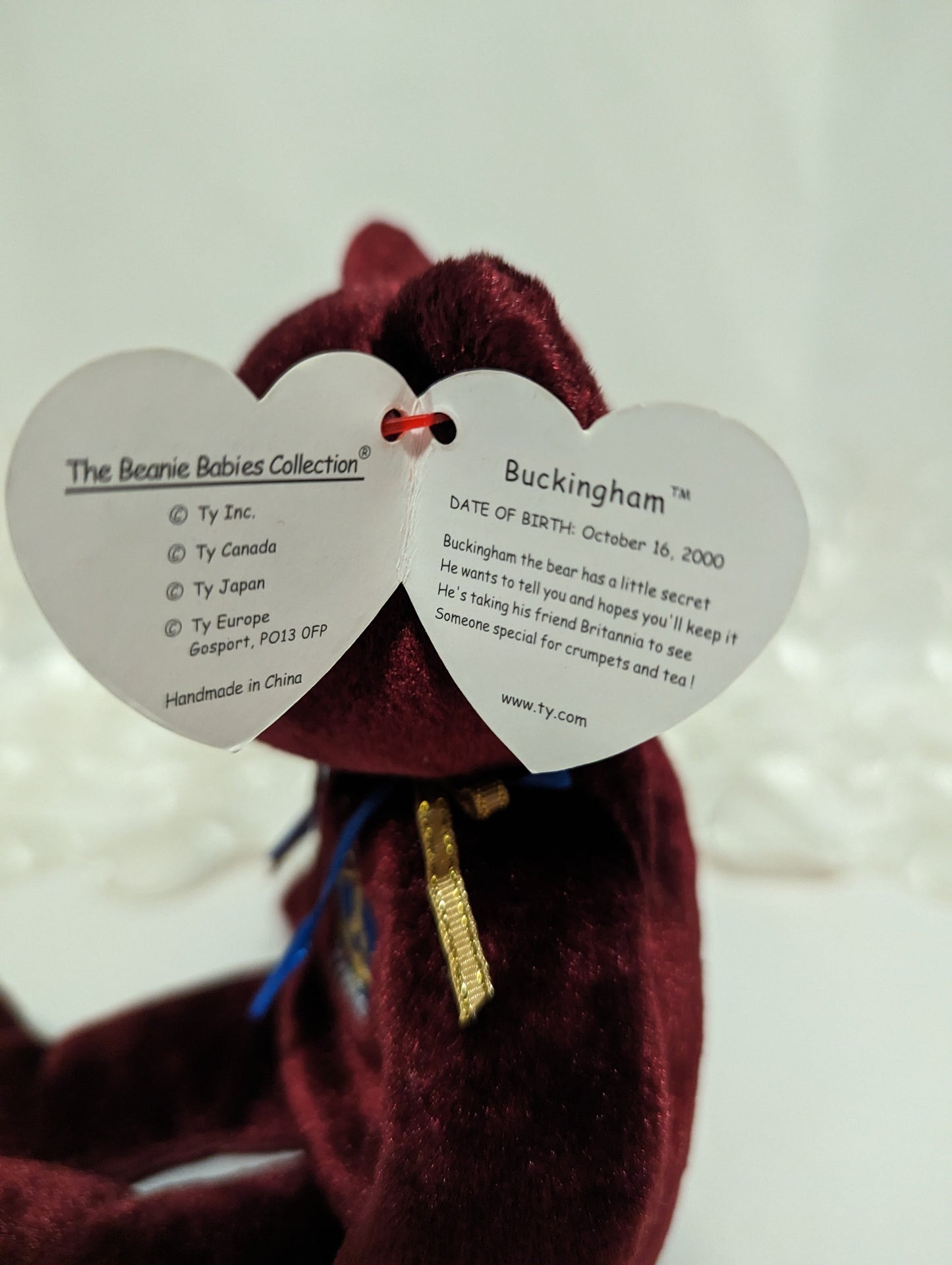 Ty Beanie Baby - Buckingham The Burgundy Bear (8.5in) - Vintage Beanies Canada