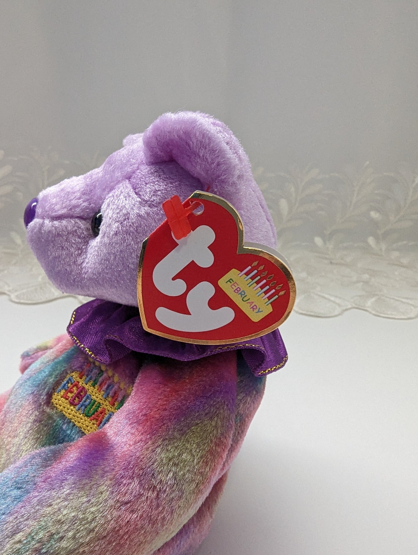 Ty Beanie Baby - February The Birthday Clown Bear (6in) - Vintage Beanies Canada