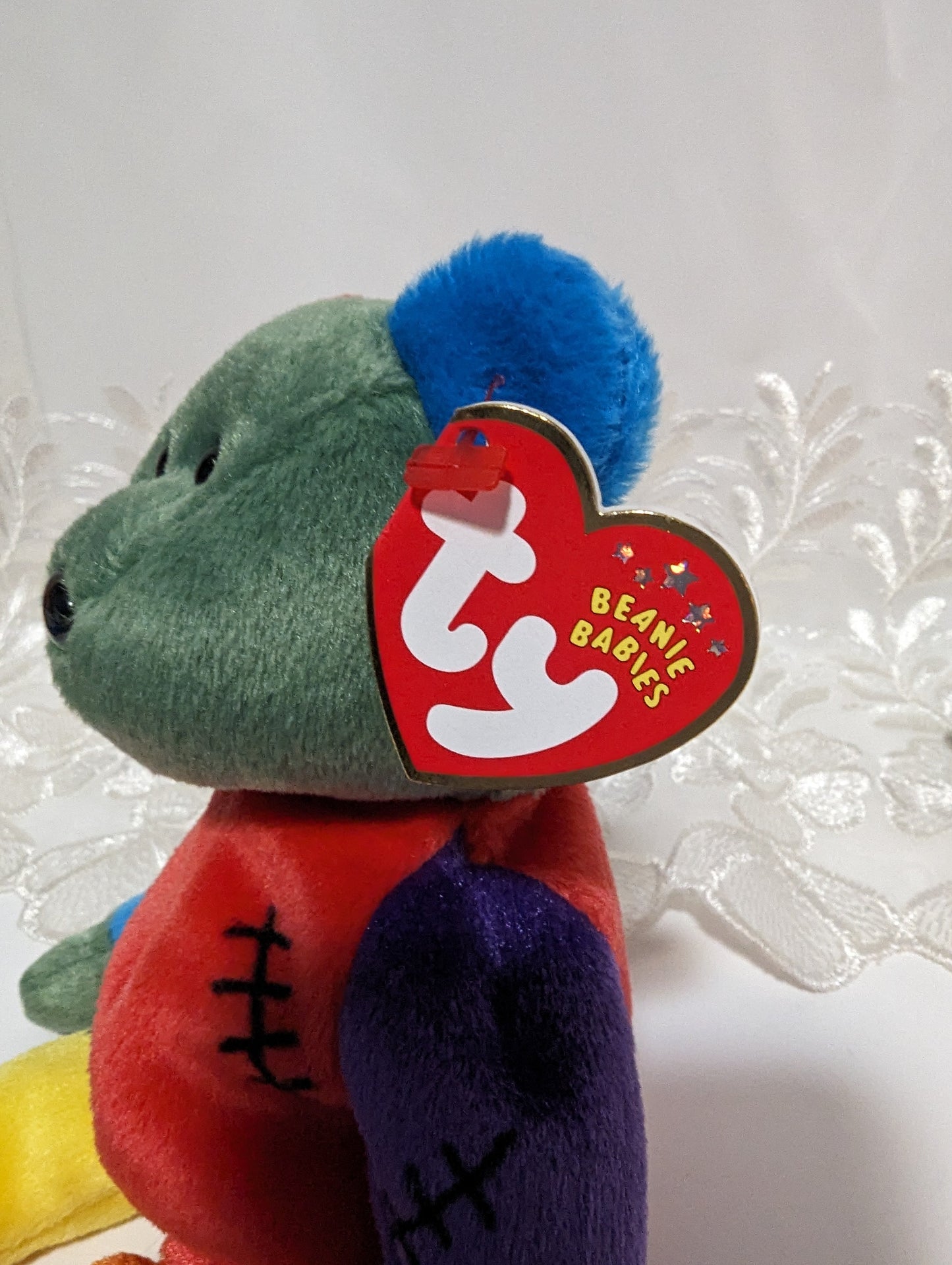 Ty Beanie Baby - Frankenteddy The Halloween Bear - Red/Purple Feet (8.5in) - Vintage Beanies Canada