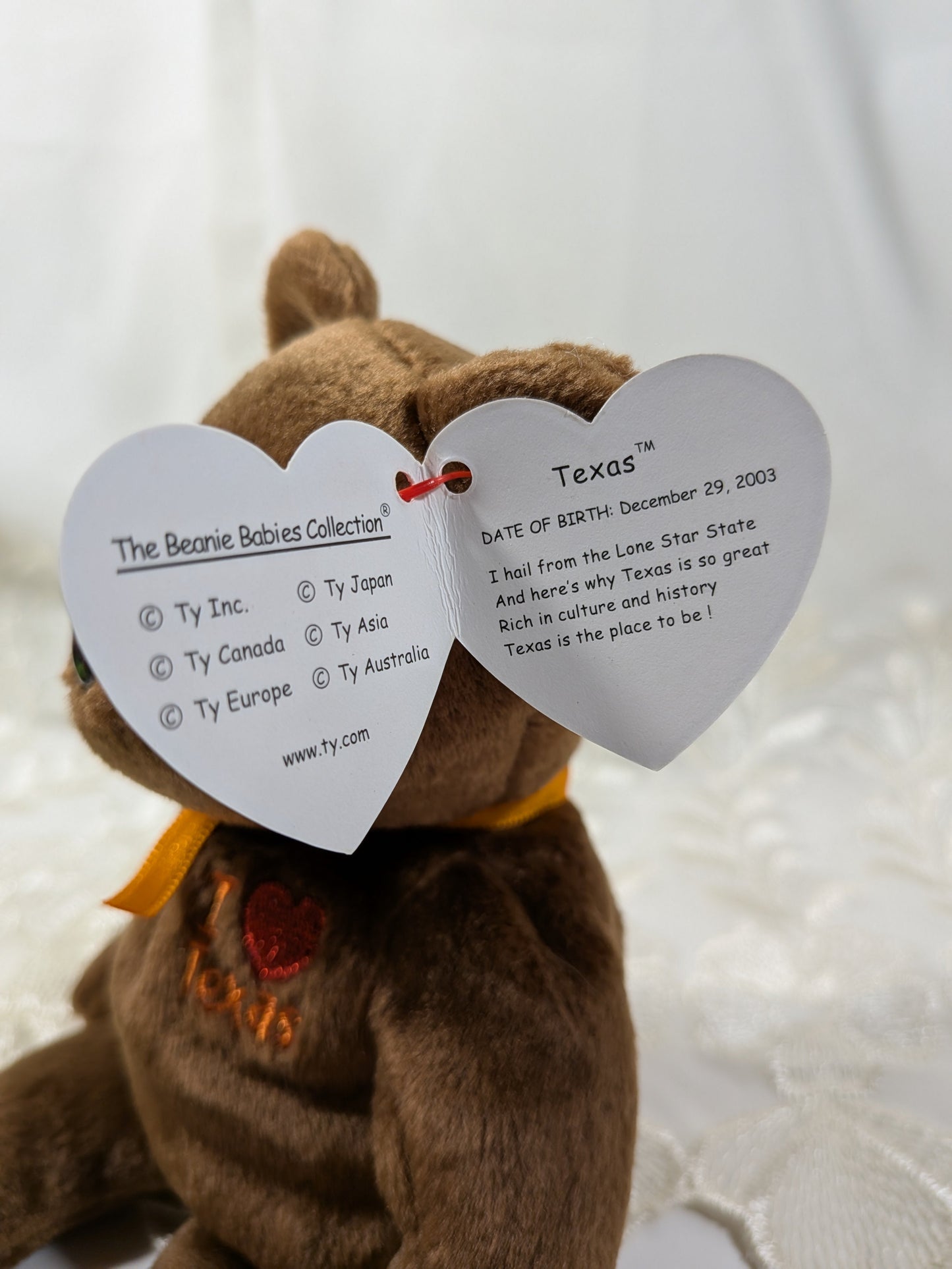 Ty Beanie Baby - I Love Texas The Brown Bear (8.5in) - Vintage Beanies Canada