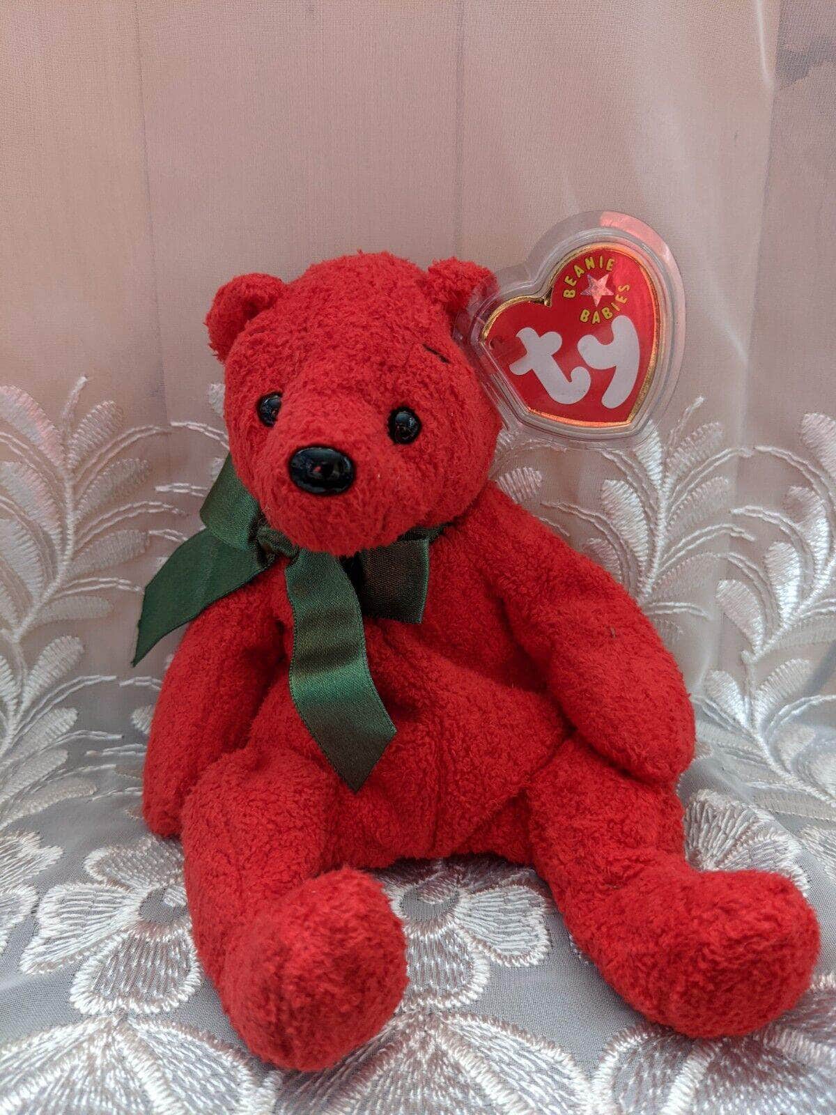 Ty Beanie Baby Mistletoe The Red Christmas Bear (7in) Vintage