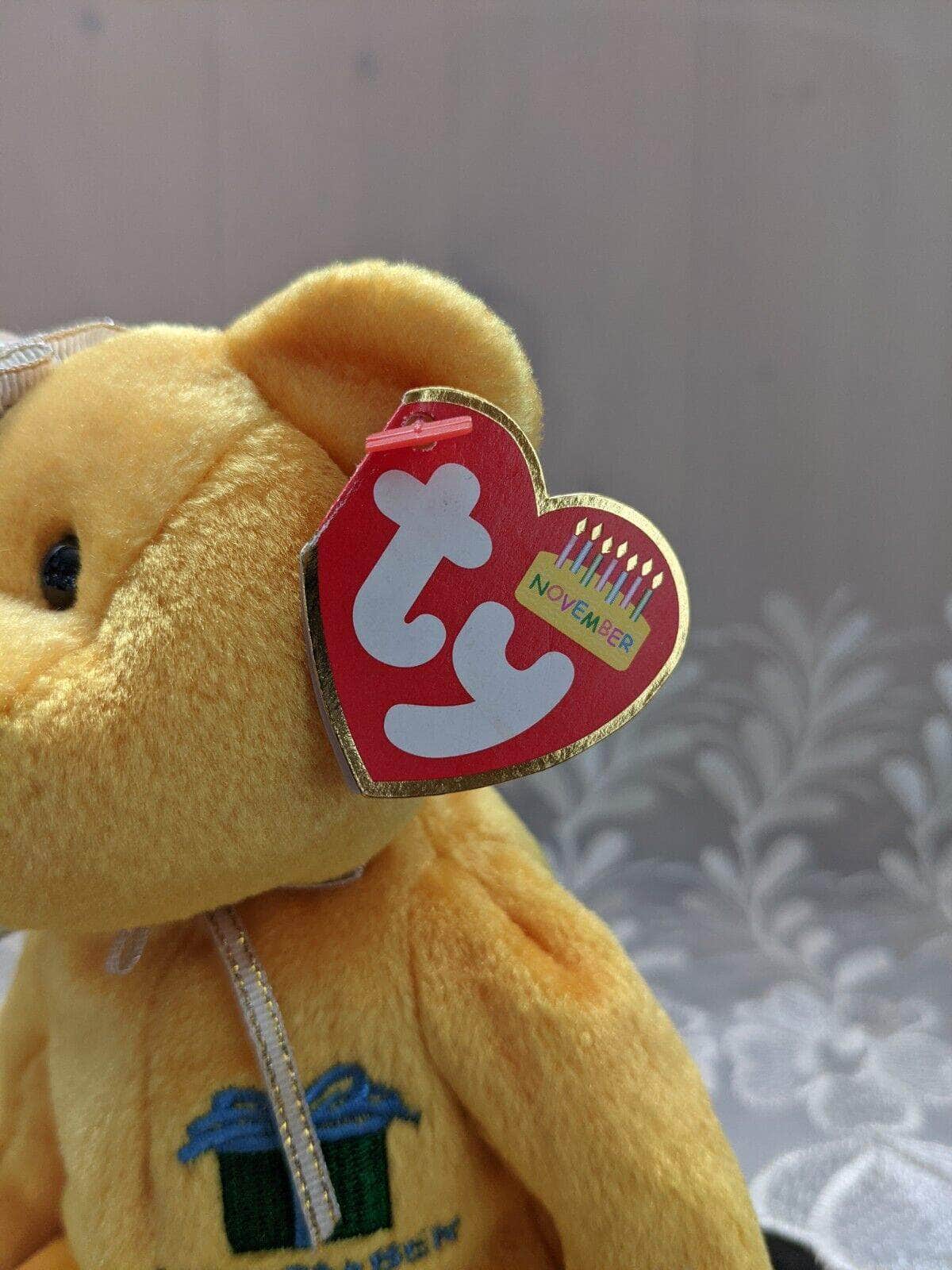 Ty Beanie Baby - November Birthday Bear With Hat (9in) - Vintage Beanies Canada
