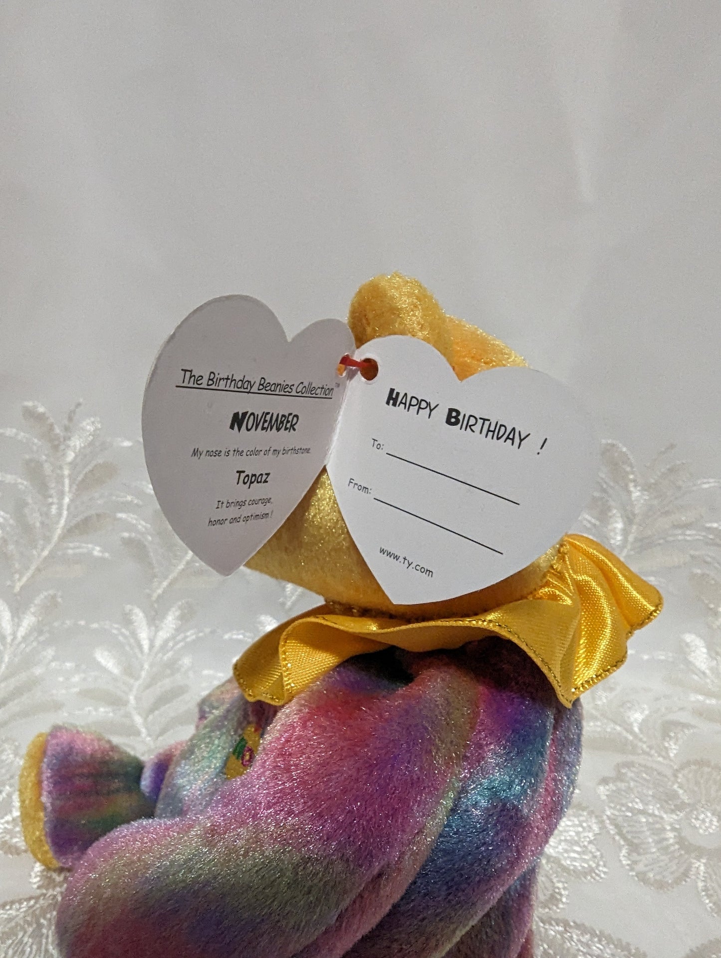 Ty Beanie Baby - November Birthday Clown Bear (6in) - Vintage Beanies Canada