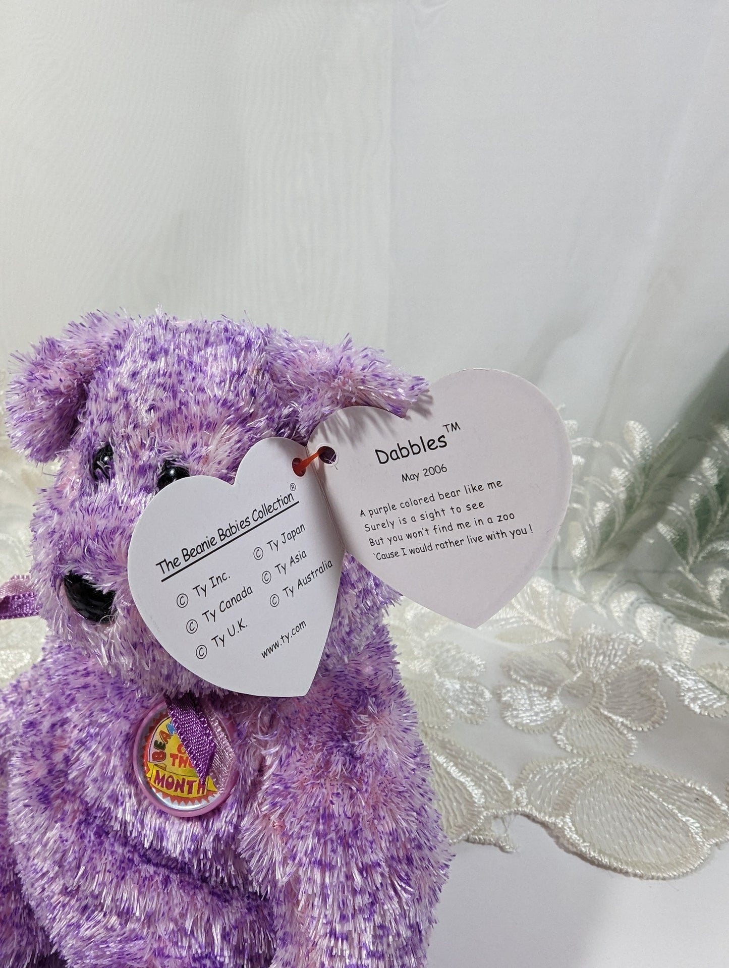 Ty Beanie Baby of the Month - Dabbles The Purple Bear (8.5in) May 2006 - Vintage Beanies Canada