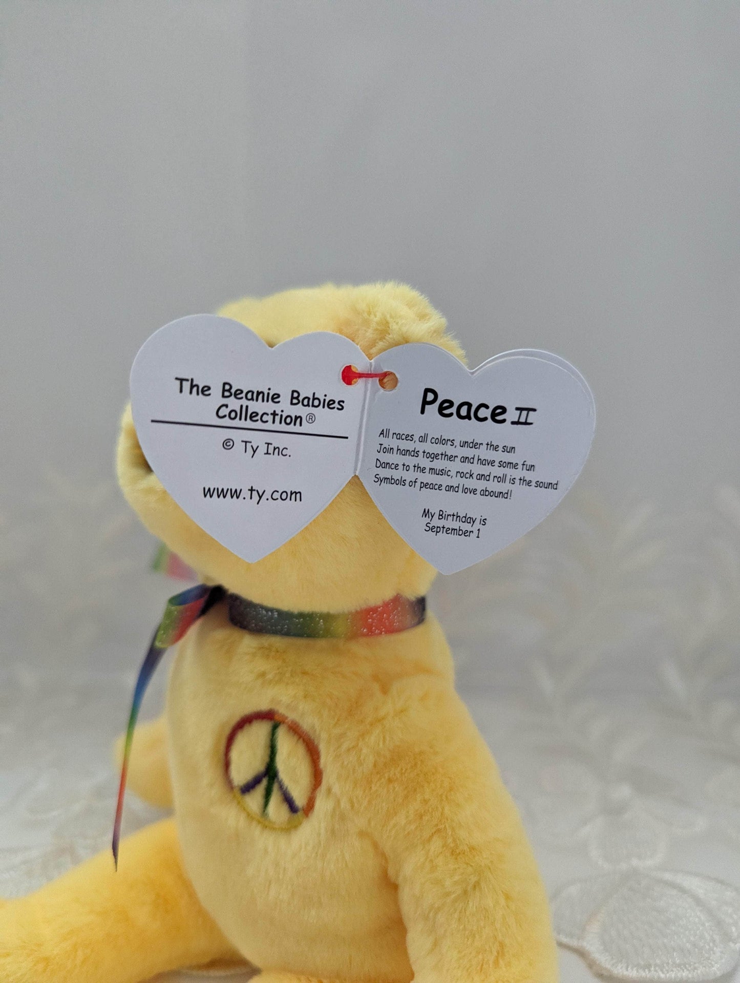 Ty Beanie Baby - Peace II The Yellow Bear - 30th Anniversary (8in) - Vintage Beanies Canada
