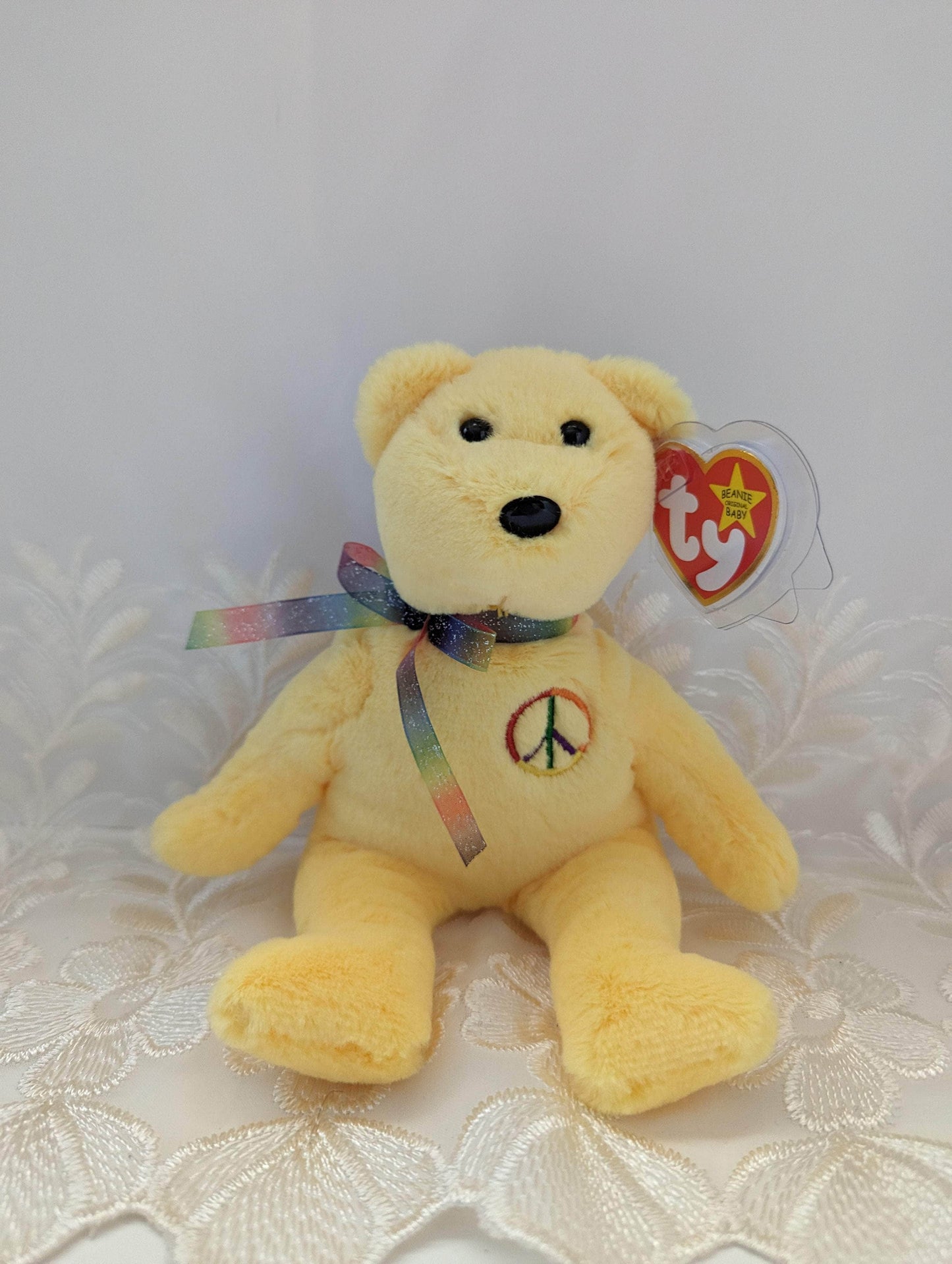 Ty Beanie Baby - Peace II The Yellow Bear - 30th Anniversary (8in) - Vintage Beanies Canada