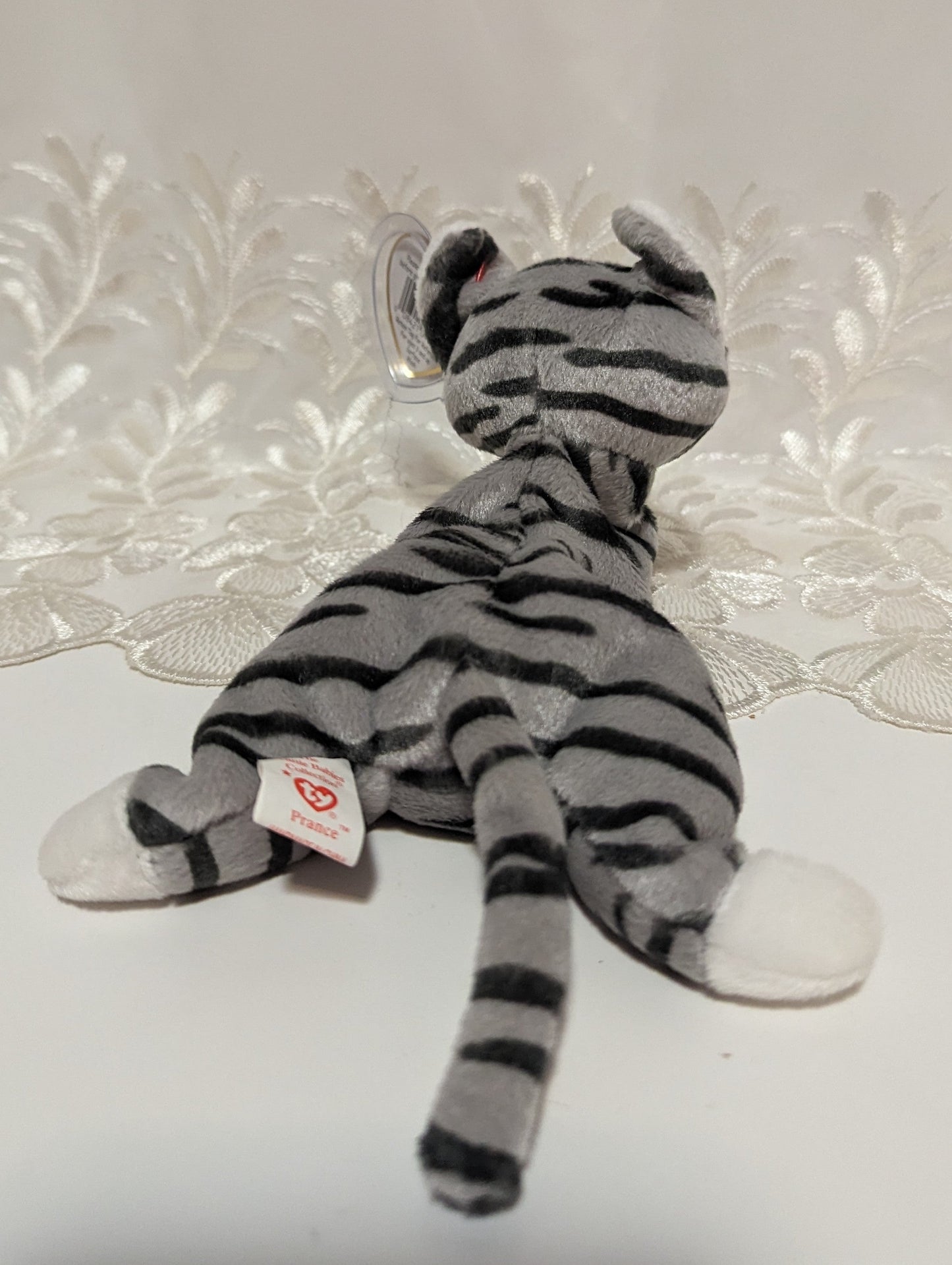 Ty Beanie Baby - Prance Silver Tabby Cat (8in) - Vintage Beanies Canada
