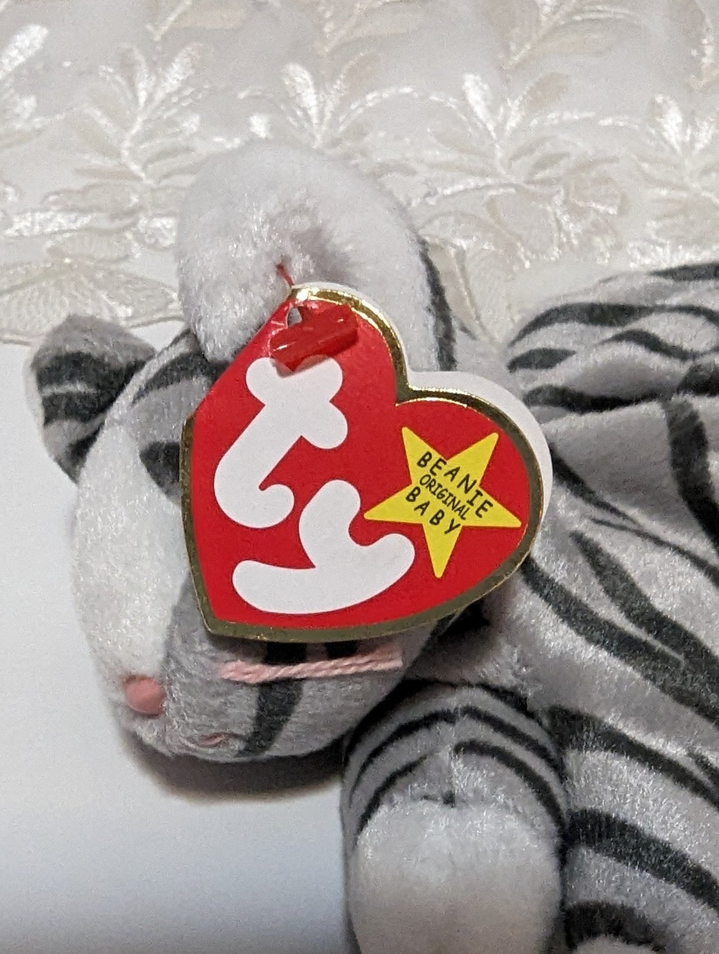 Ty Beanie Baby - Prance Silver Tabby Cat (8in) - Vintage Beanies Canada