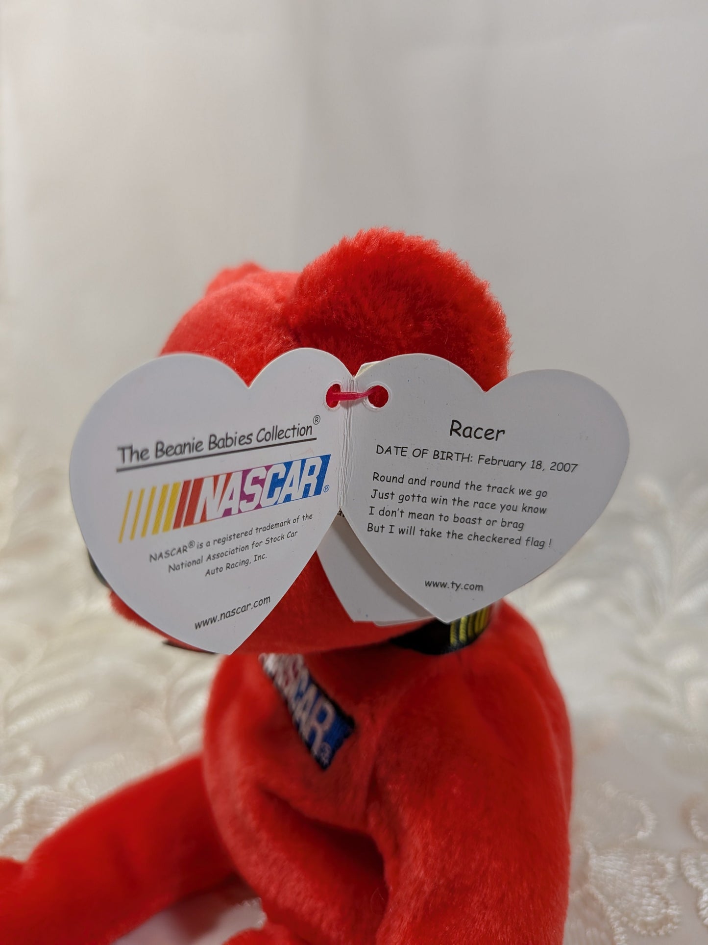 Ty Beanie Baby - Racer The Red Nascar Bear (8.5in) - Vintage Beanies Canada