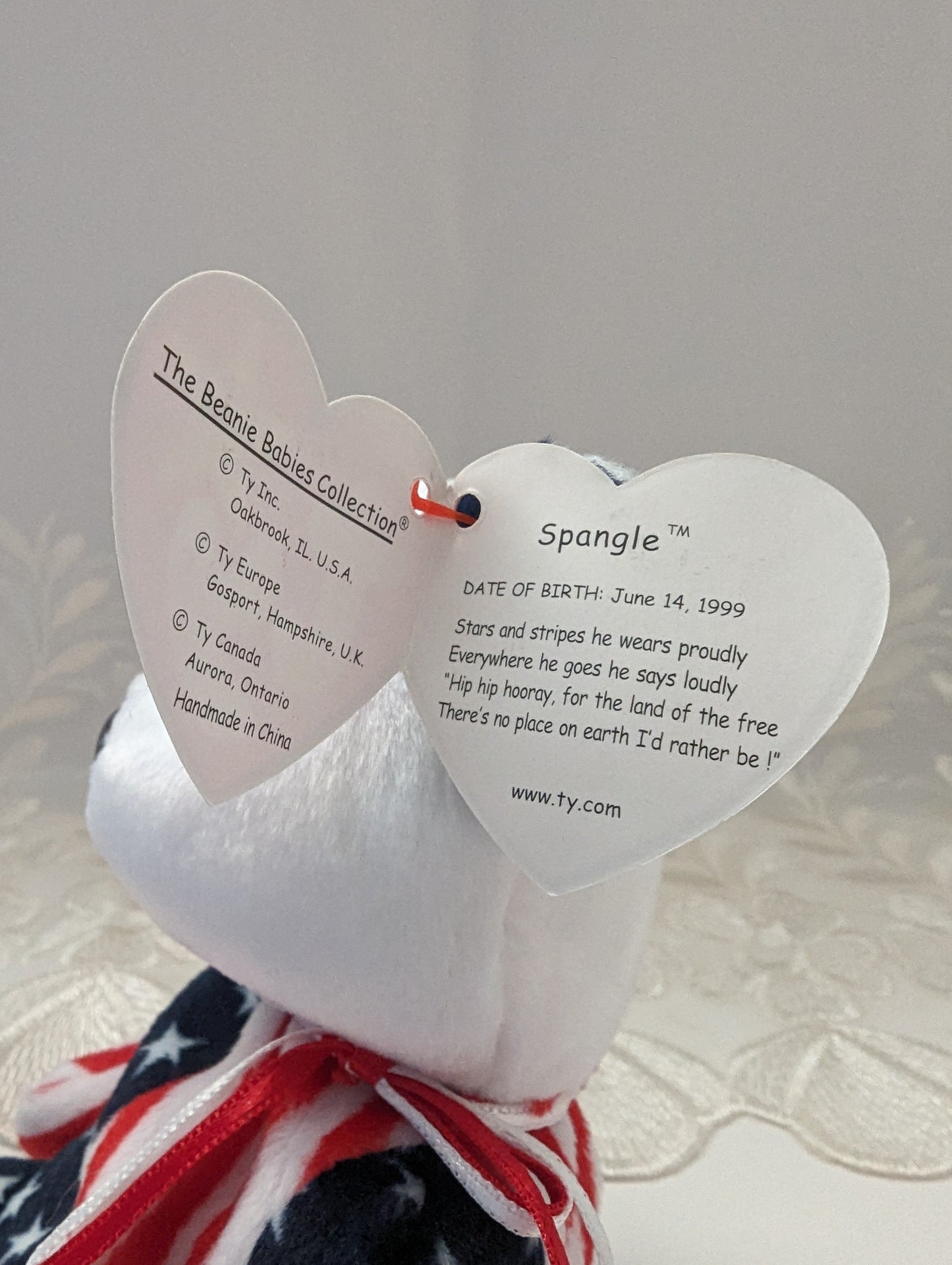 Ty Beanie Baby - Spangle The USA Bear White Face Version (8.5in) - Vintage Beanies Canada