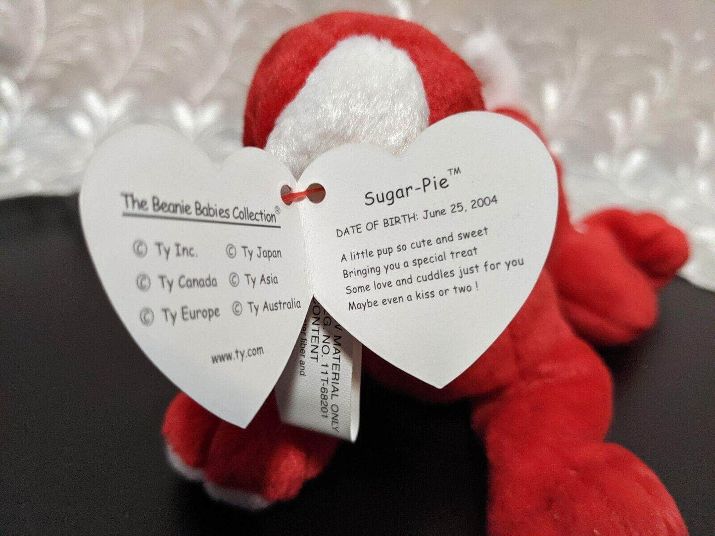 TY Beanie Baby - Sugar Pie the Valentine's Day Puppy Dog (7in) - Vintage Beanies Canada