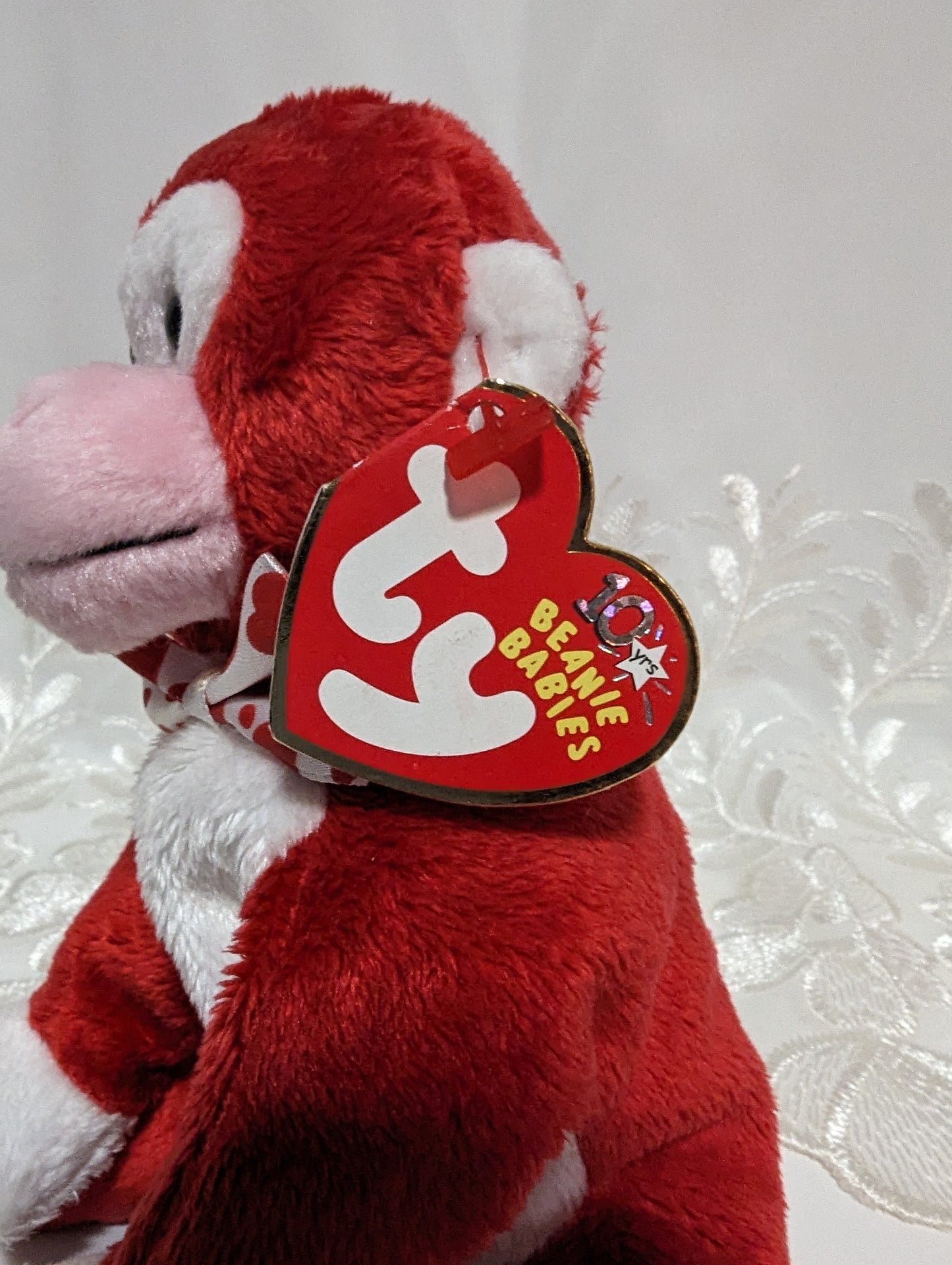 Ty Beanie Baby - Valentine The Monkey (7in) - Vintage Beanies Canada