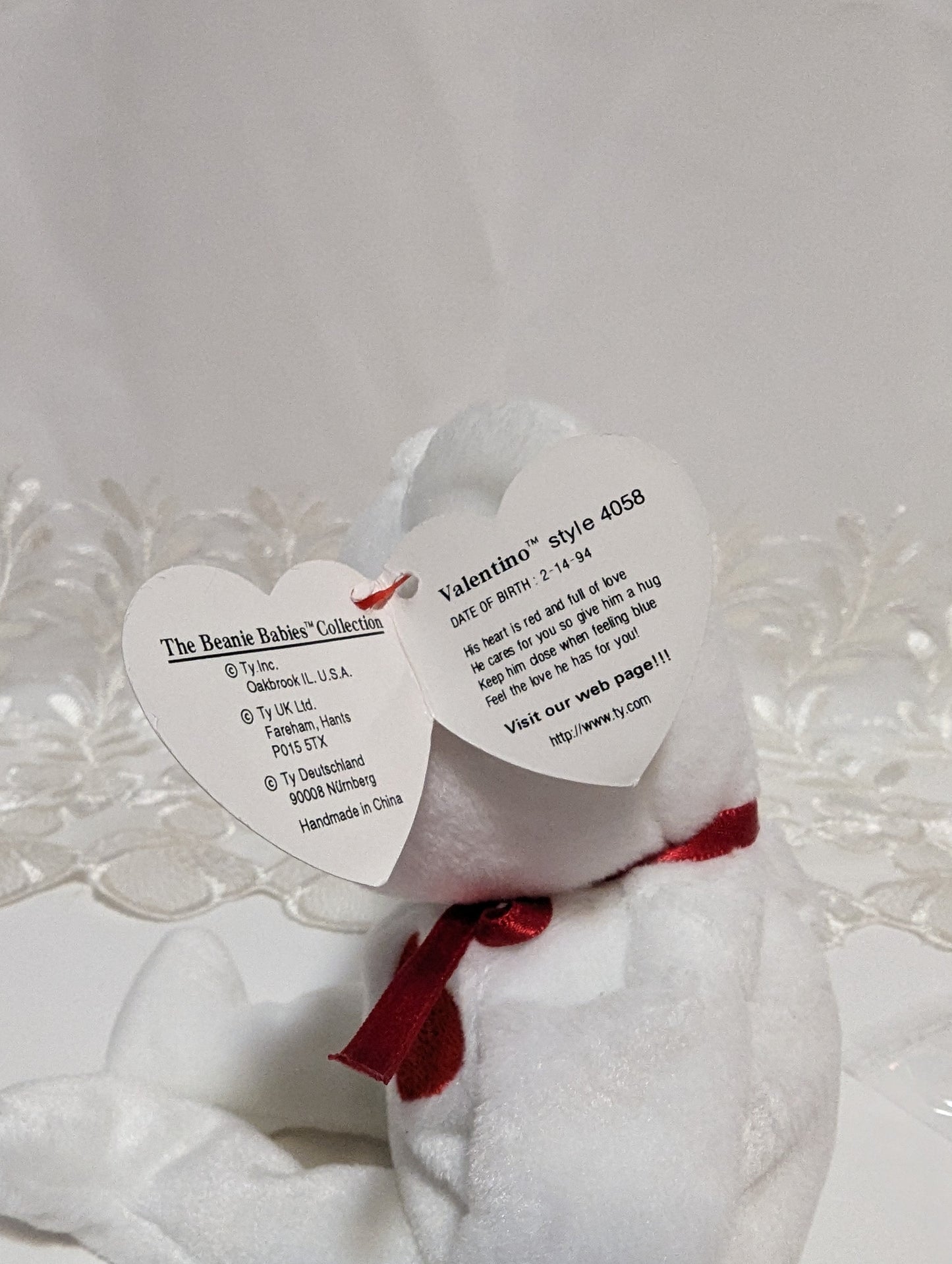Ty Beanie Baby - Valentino The Bear (8in) - Vintage Beanies Canada