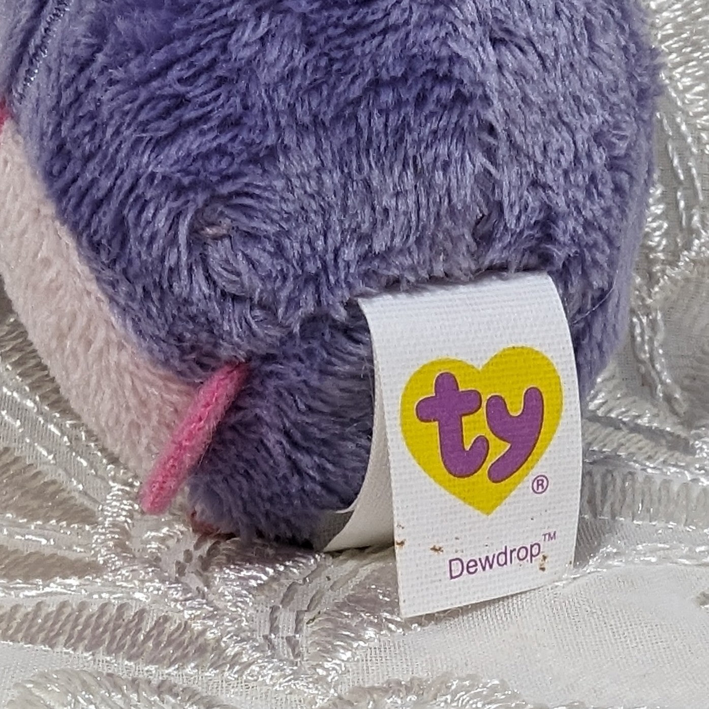 Ty Beanie Ballz Clip - Dewdrop The Hippo (2.5 in) Plastic Clip Keychain, No Tag - Vintage Beanies Canada