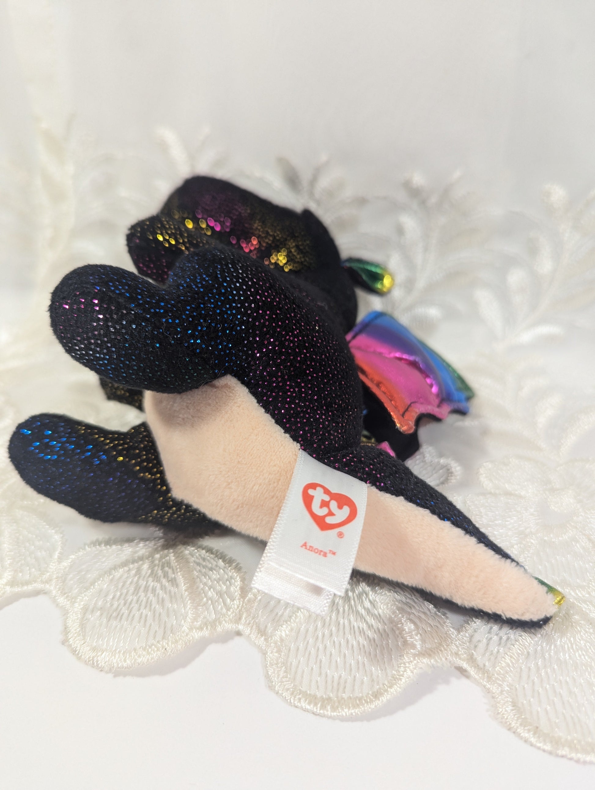 Ty Beanie Boo - Anora The Black Dragon (6in) No Tag - Vintage Beanies Canada