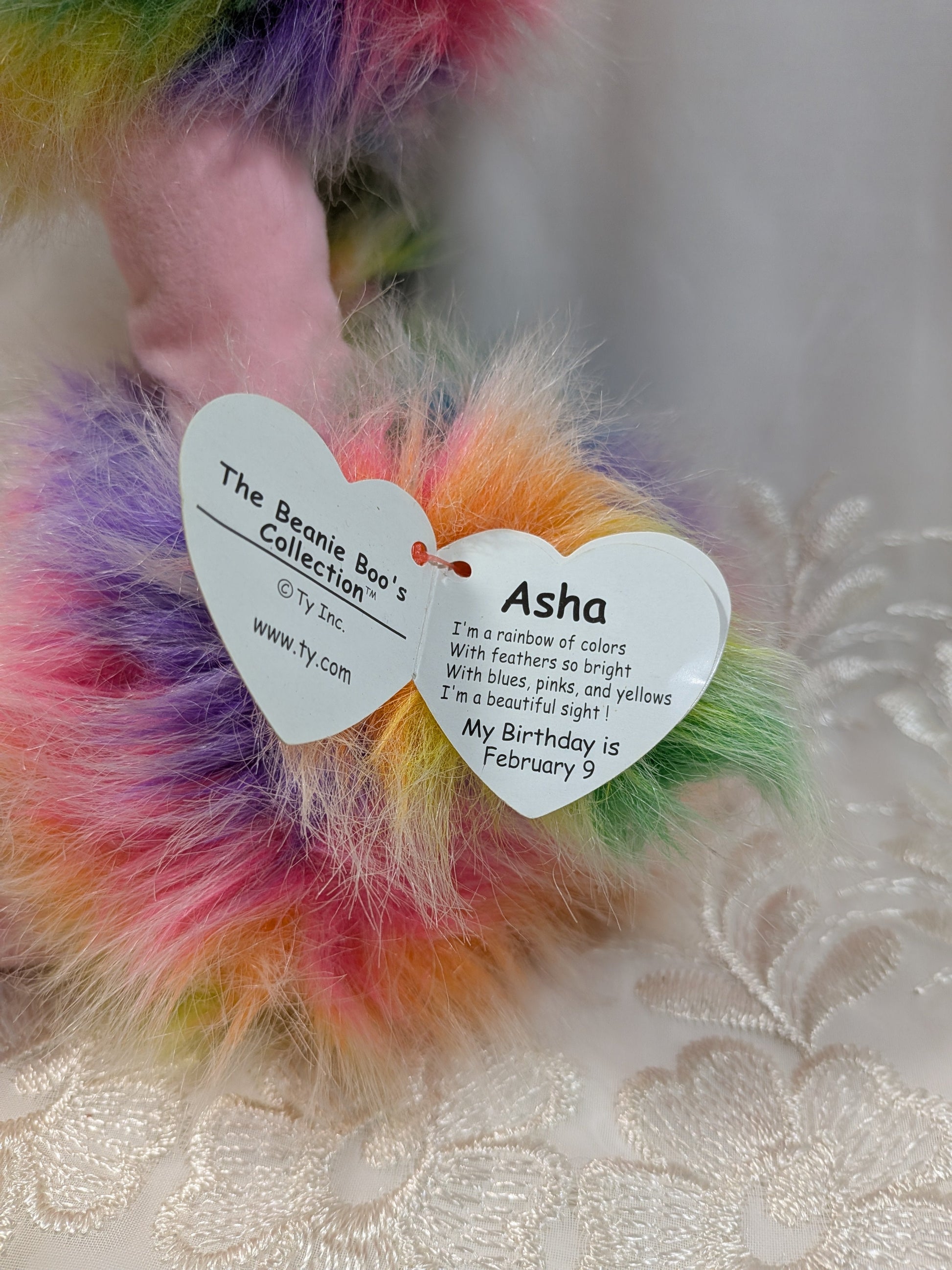 Ty Beanie Boo - Asha The Rainbow Ostrich (10 in) Non - mint Tag - Vintage Beanies Canada