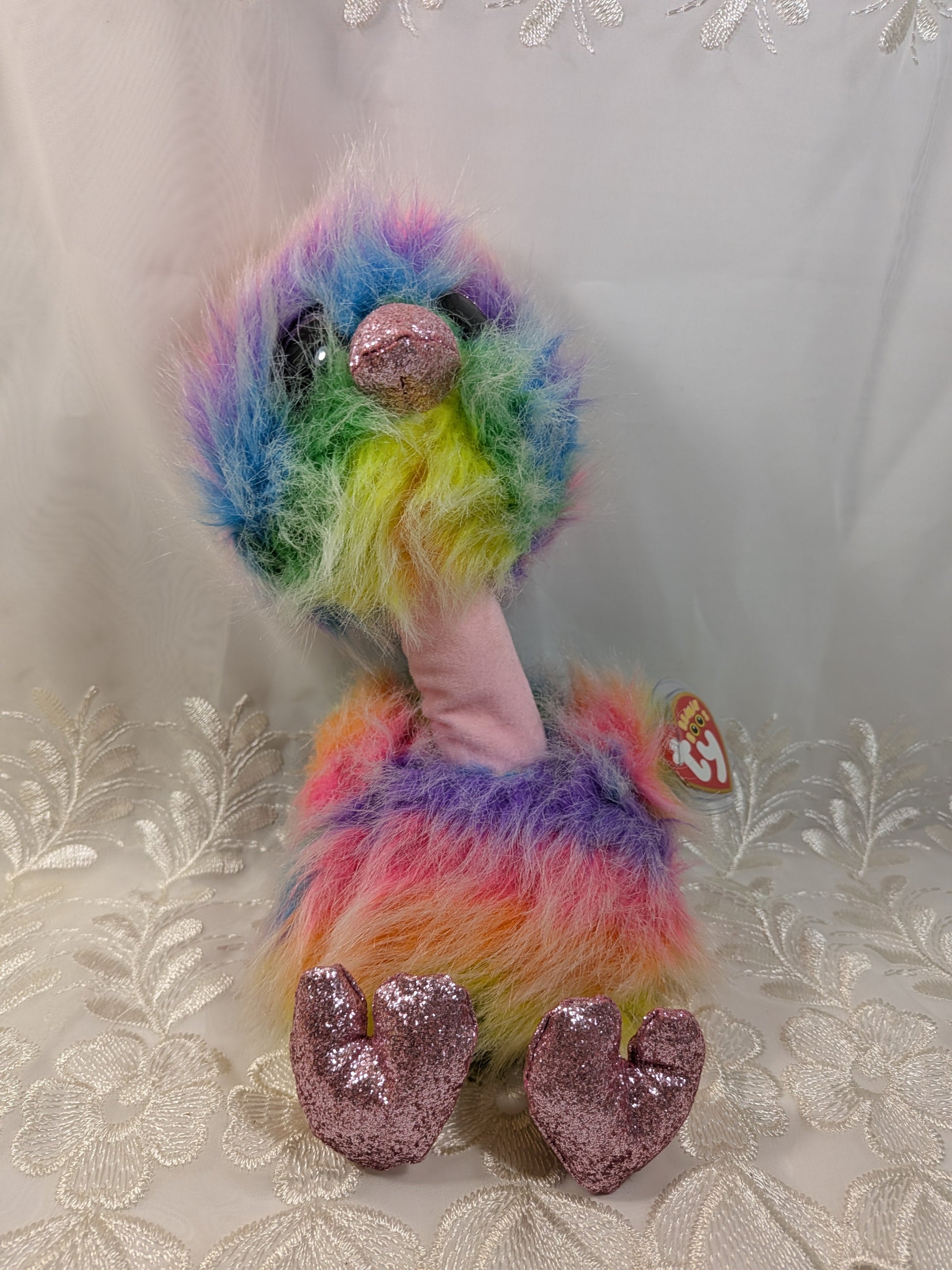 Ty Beanie Boo - Asha The Rainbow Ostrich (10 in) Non - mint Tag - Vintage Beanies Canada