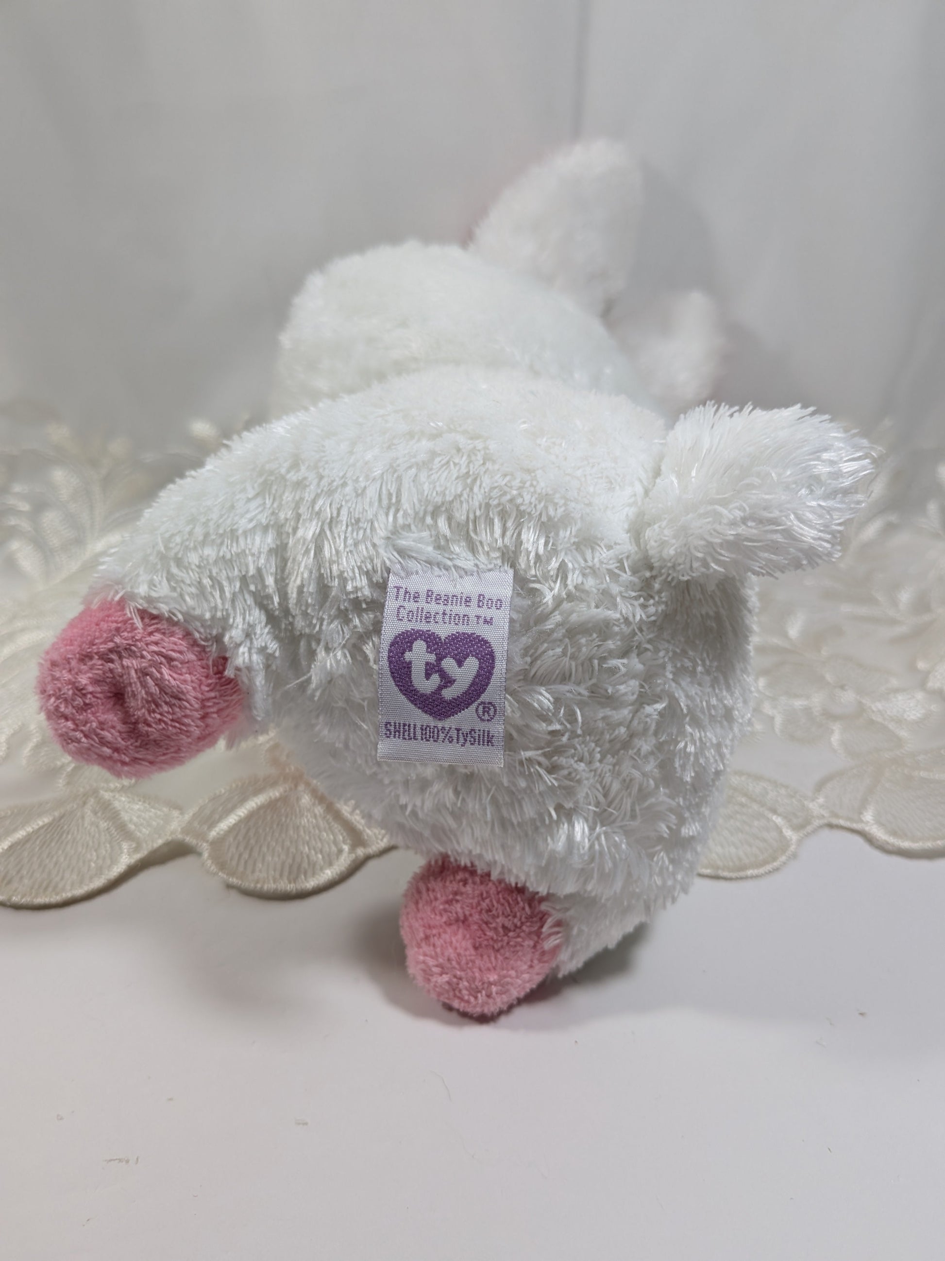 Ty Beanie Boo - Carrots The White Bunny Rabbit (9 in) *Rare* First Gen, Purple Tag - No tag - Vintage Beanies Canada
