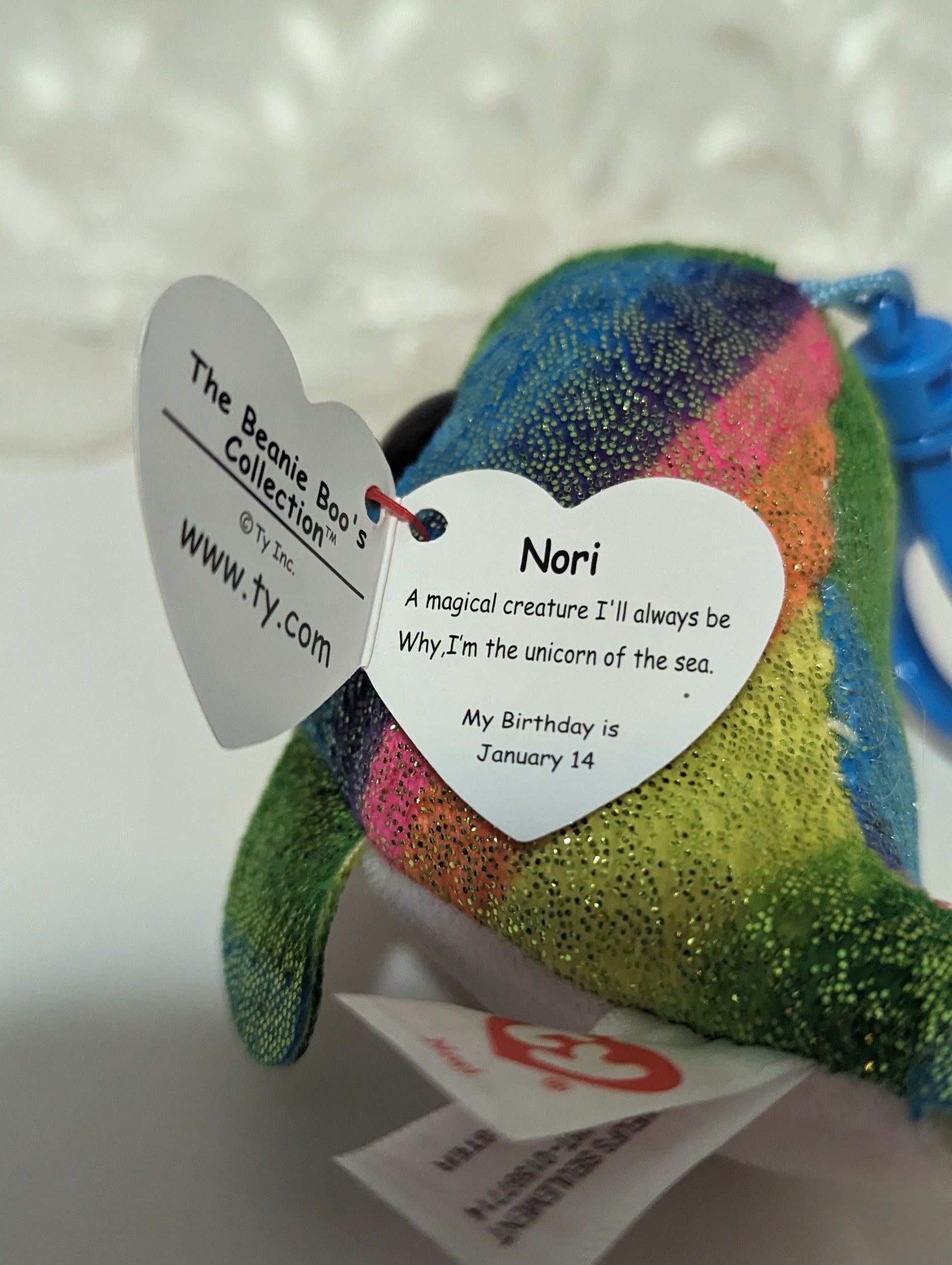 Ty Beanie Boo clips - Nori The Narwhal (4in) - Vintage Beanies Canada