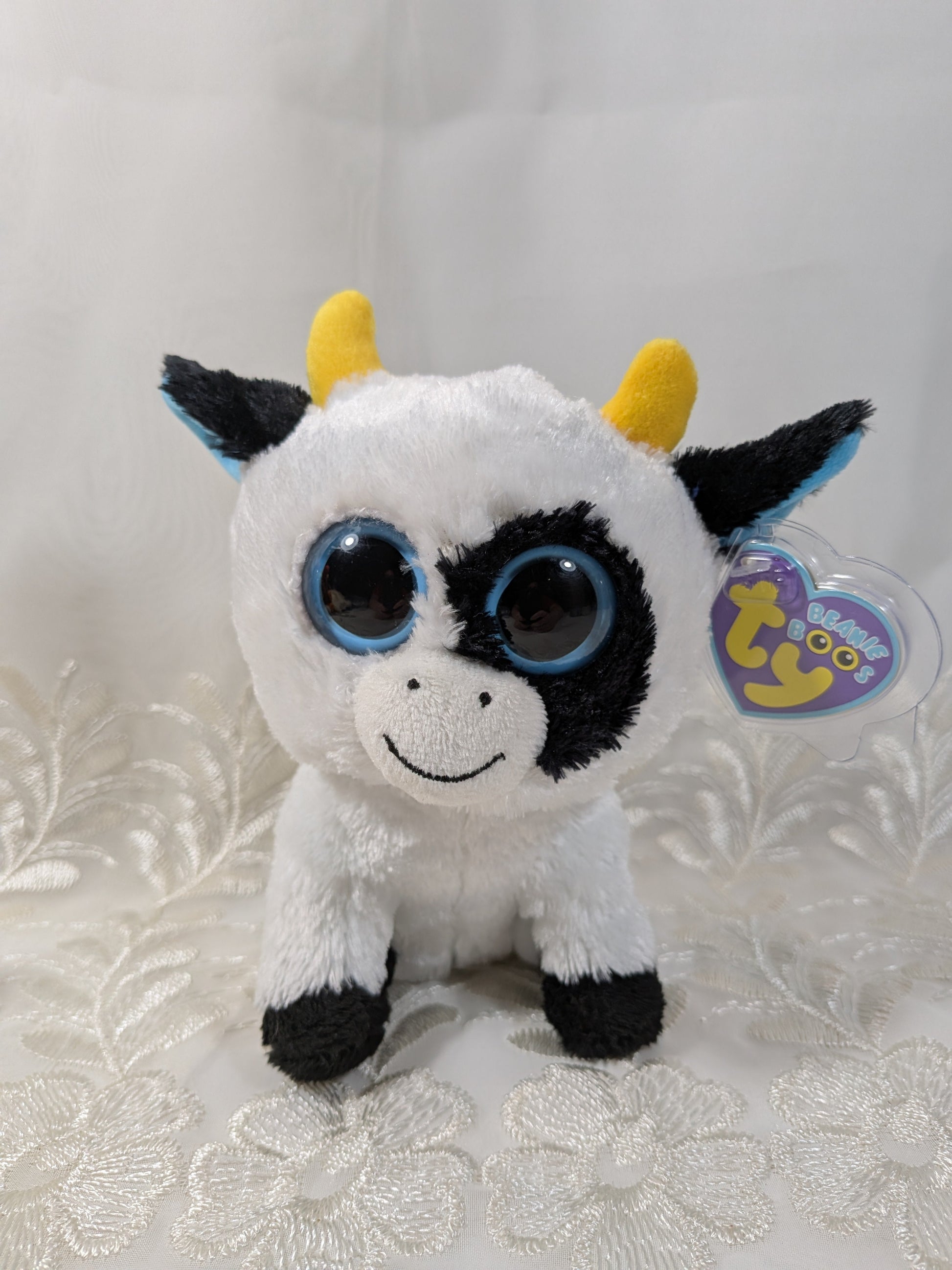 Ty Beanie Boo - Daisy the Cow (6in) *Rare* First Generation, Purple Tag - Vintage Beanies Canada