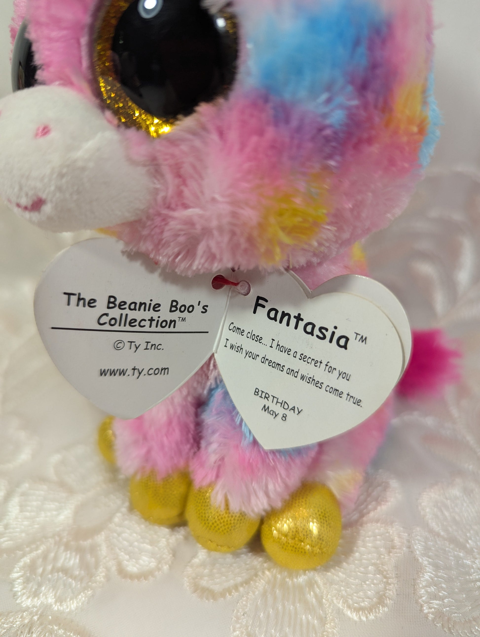 Ty Beanie Boo - Fantasia The Pink Unicorn (6in) Near Mint Tag - Vintage Beanies Canada