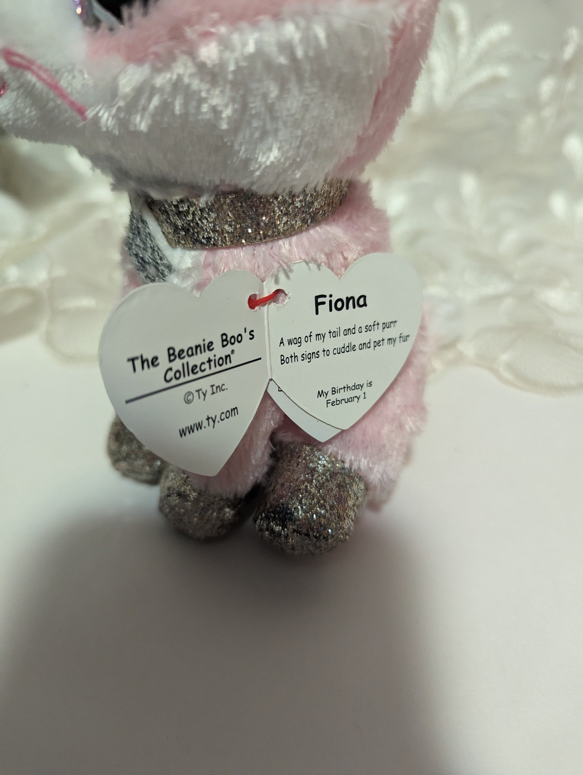 Ty Beanie Boo - Fiona The Pink Cat (6in) - Vintage Beanies Canada