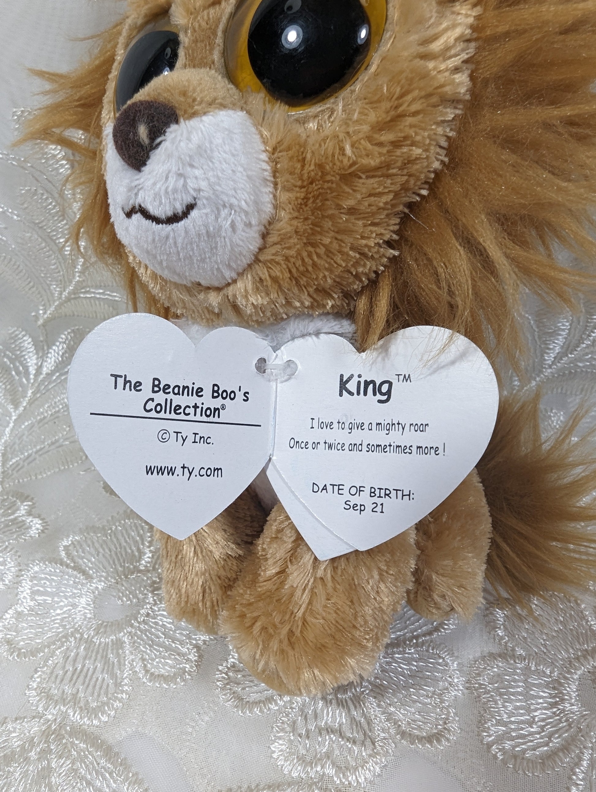 Ty Beanie Boo - King the Lion (6in) *Rare* Purple Tag, Solid Eyes - Near Mint Tag - Vintage Beanies Canada