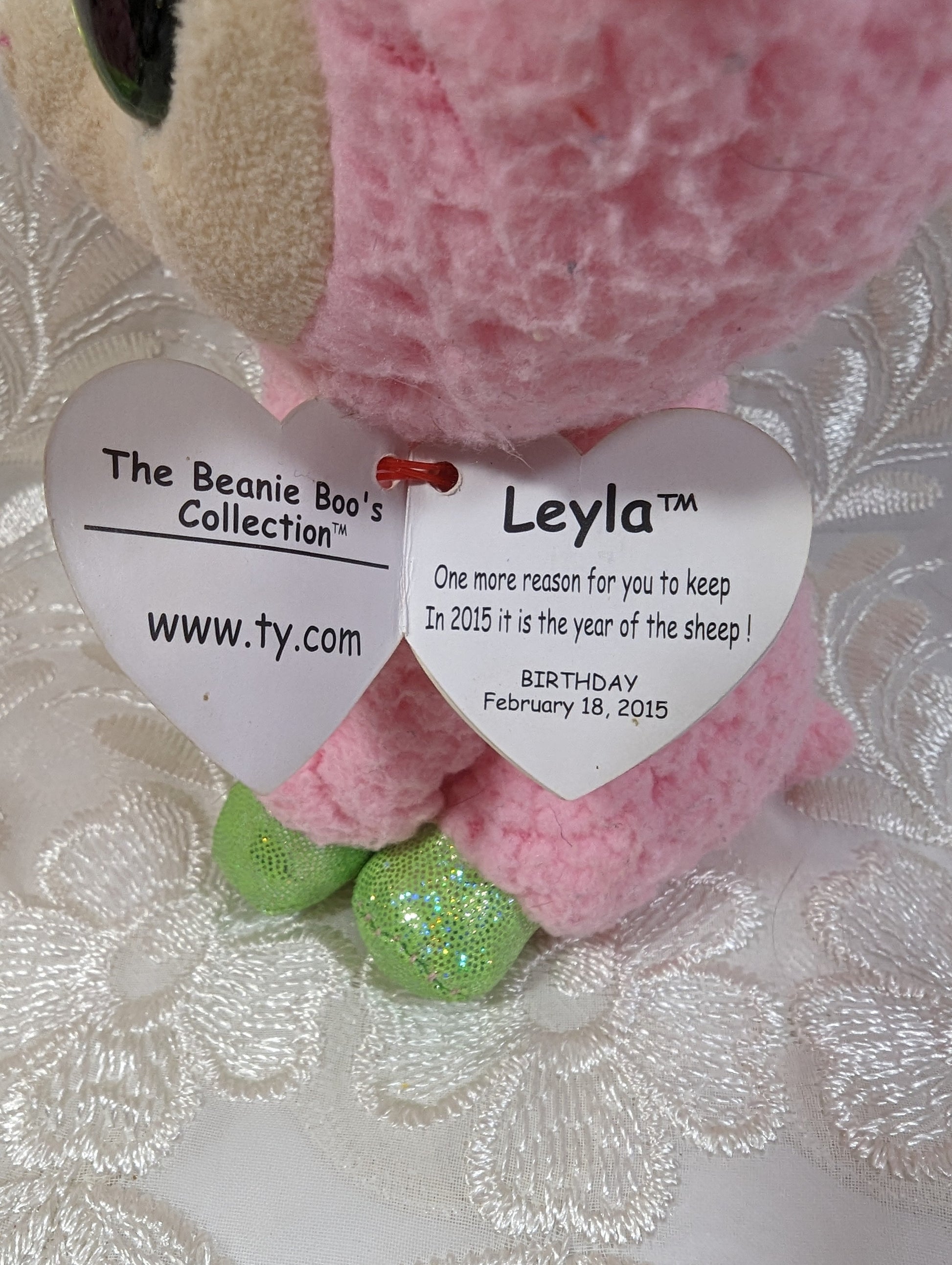 Ty Beanie Boo - Leyla The Pink Sheep (6in) Non - mint Tag - Vintage Beanies Canada
