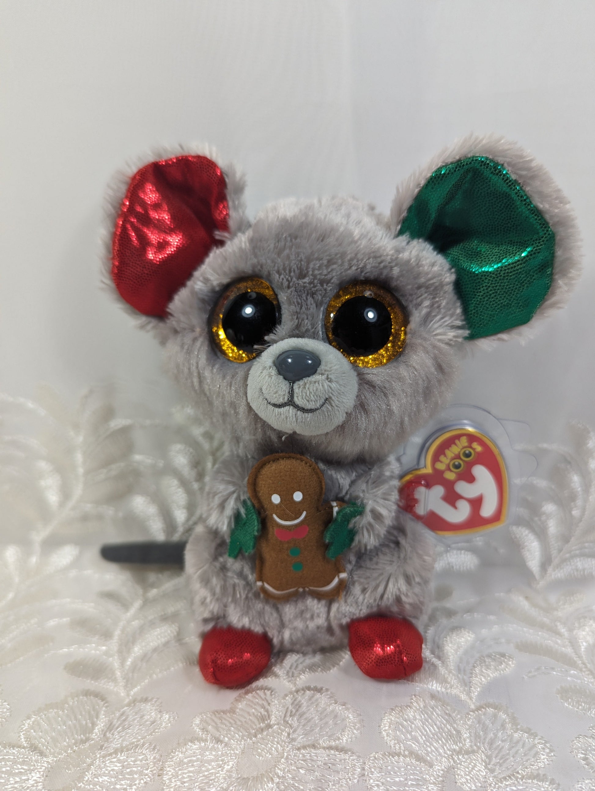 Ty Beanie Boo - MAC The Mouse With Gingerbread Man (6in) - Vintage Beanies Canada