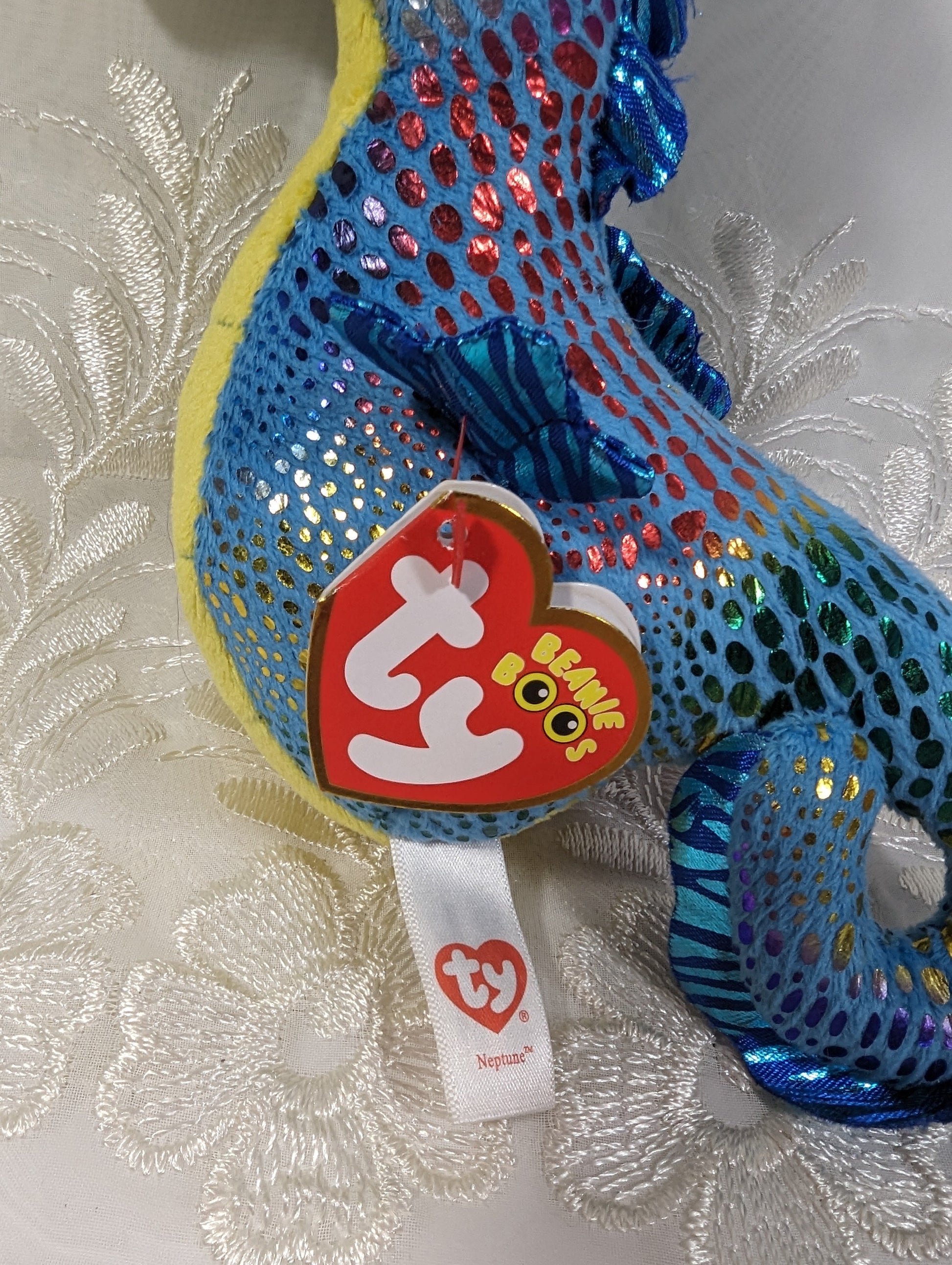 Ty Beanie Boo - Neptune The Blue Seahorse (7in) Minor Scuffed Eyes - Vintage Beanies Canada