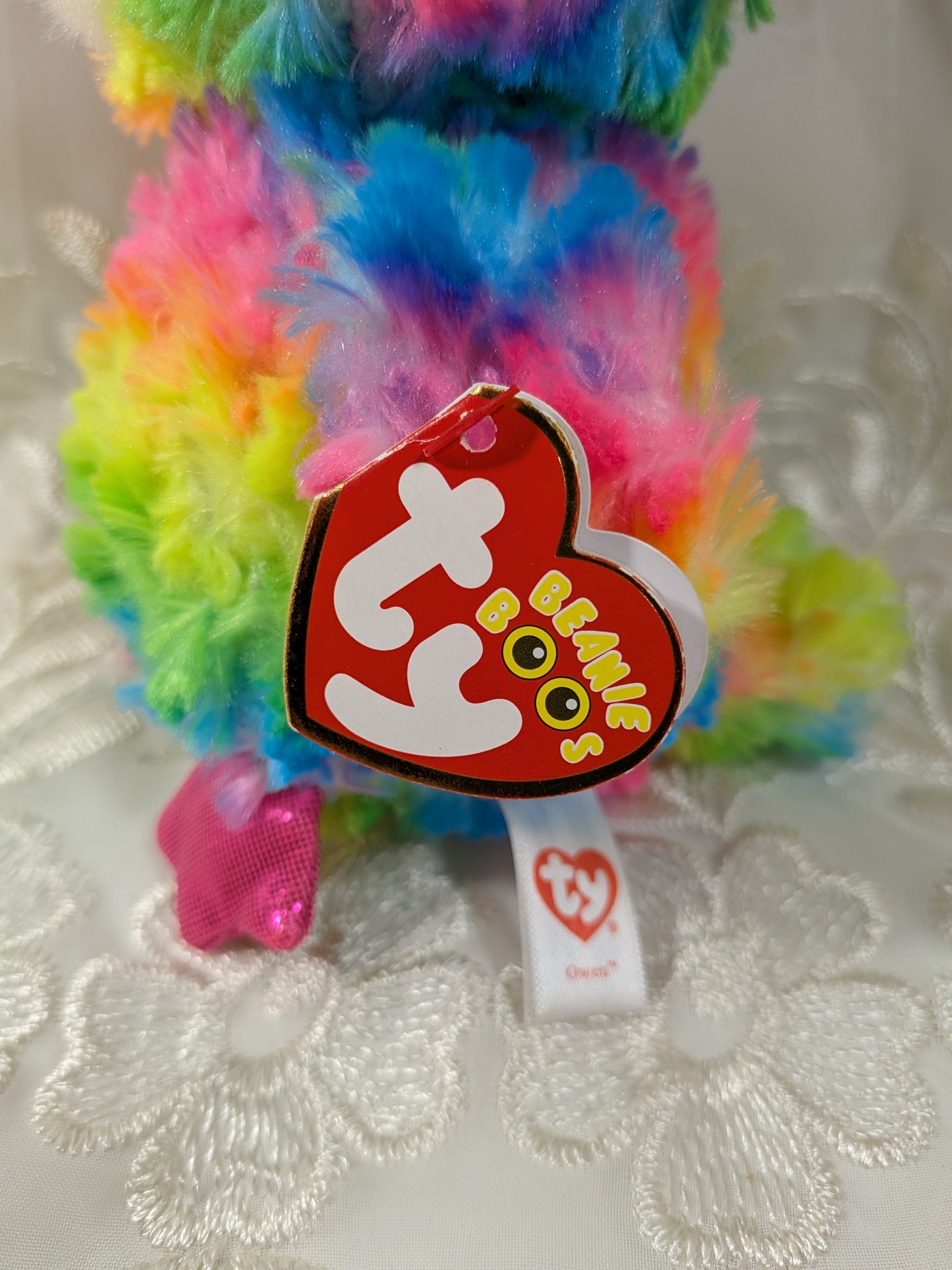 Ty Beanie Boo - Owen The Rainbow Owl (6in) - Vintage Beanies Canada