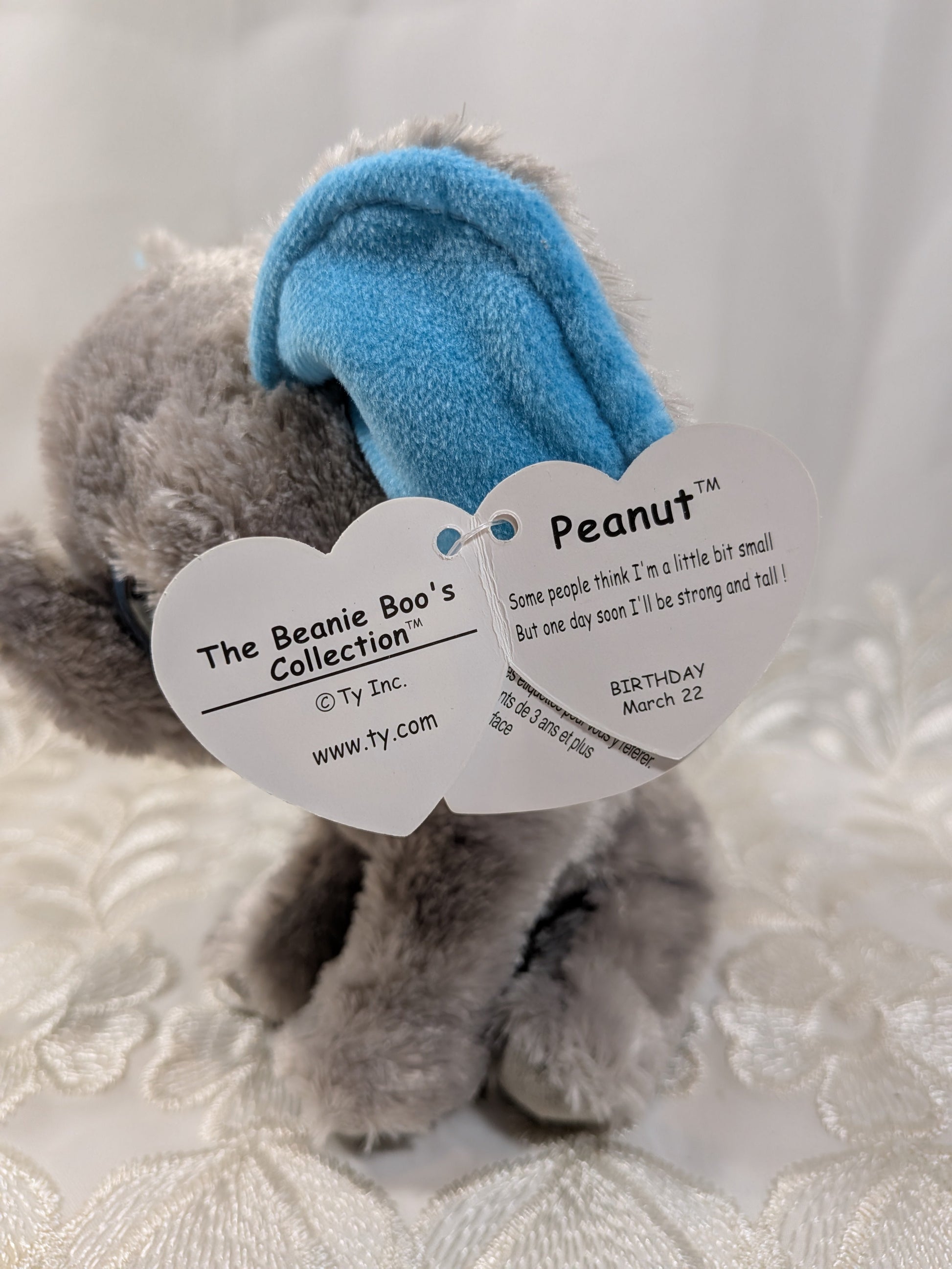 Ty Beanie Boo - Peanut The Elephant (6in) *Rare* First Generation, Purple Tag - Vintage Beanies Canada