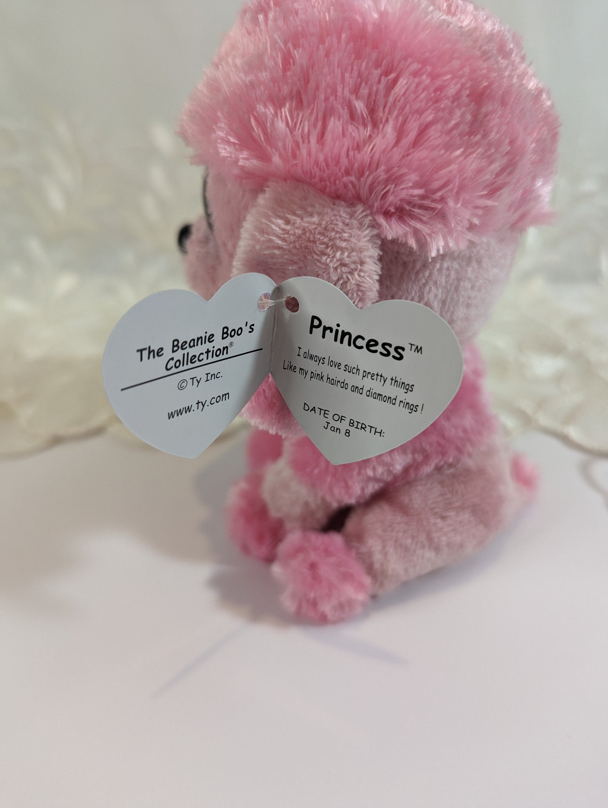 Ty Beanie Boo - Princess The Pink Poodle Dog (6in) *Rare* First Gen Purple Tag - Vintage Beanies Canada
