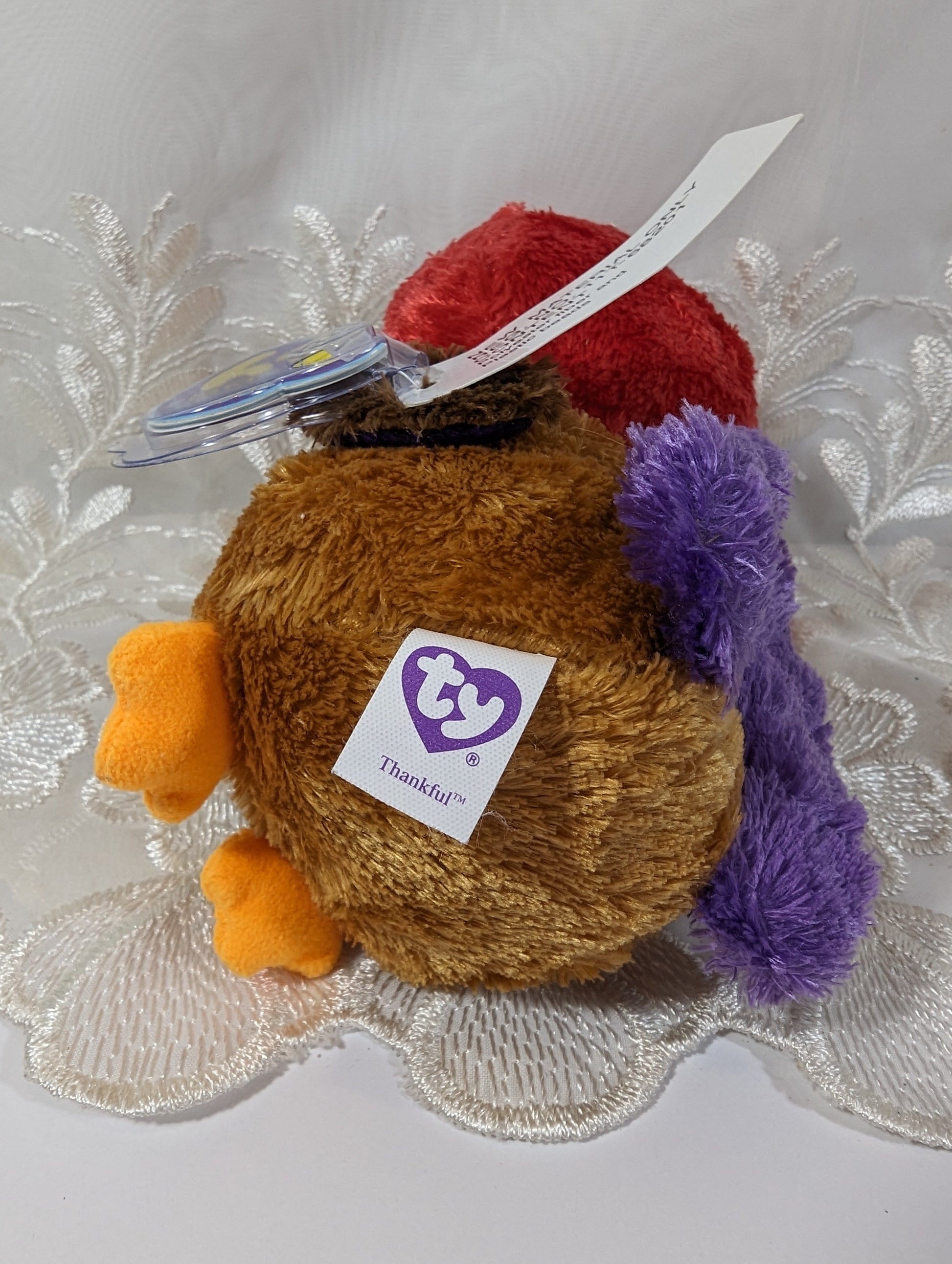 Ty Beanie Boo - Thankful The Turkey (6in) First Gen, Solid Eyes, Purple Tag *Rare* - Vintage Beanies Canada