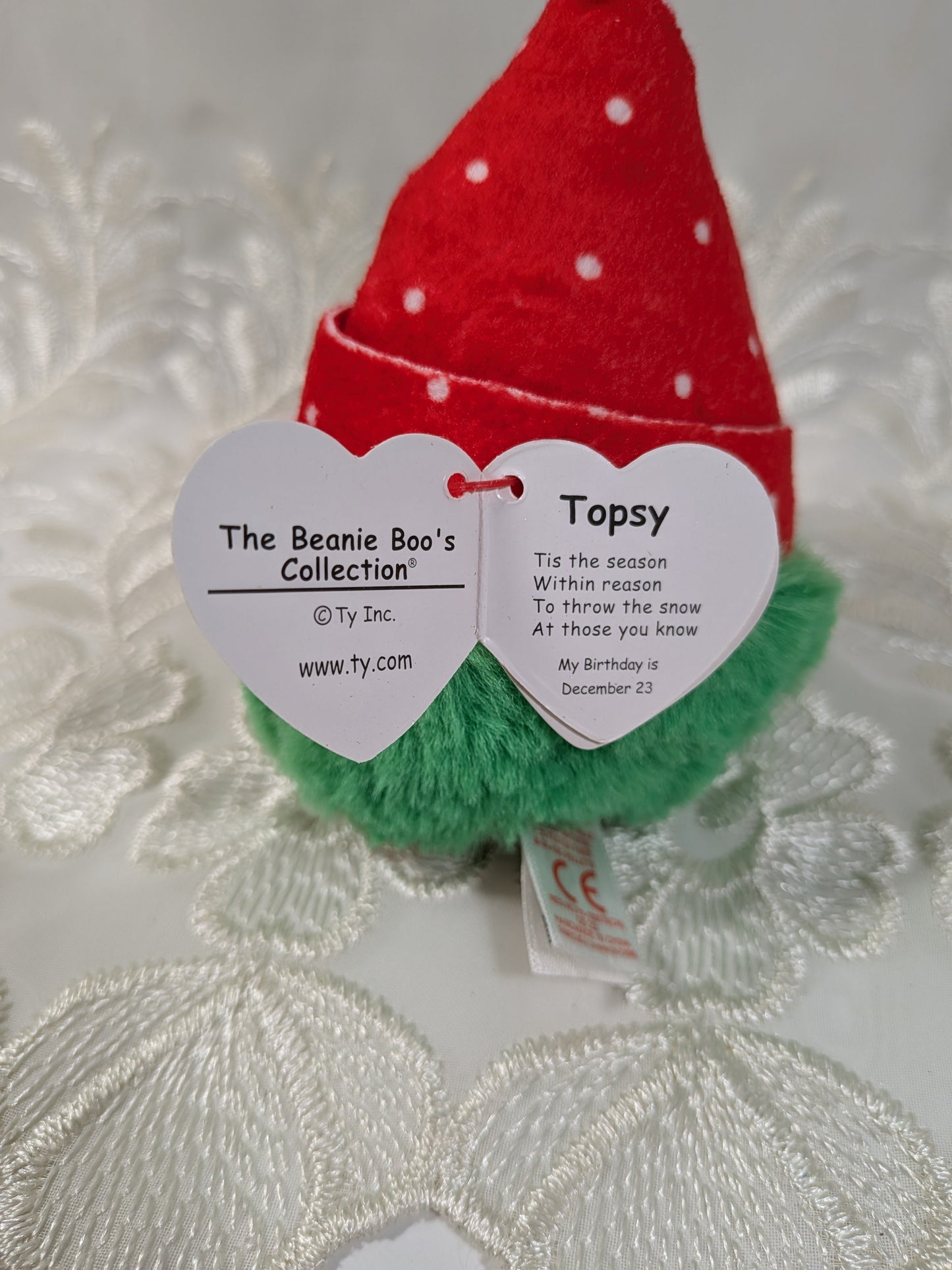 Ty Beanie Boos Clip - Topsy the Christmas Gnome (4in) - Vintage Beanies Canada