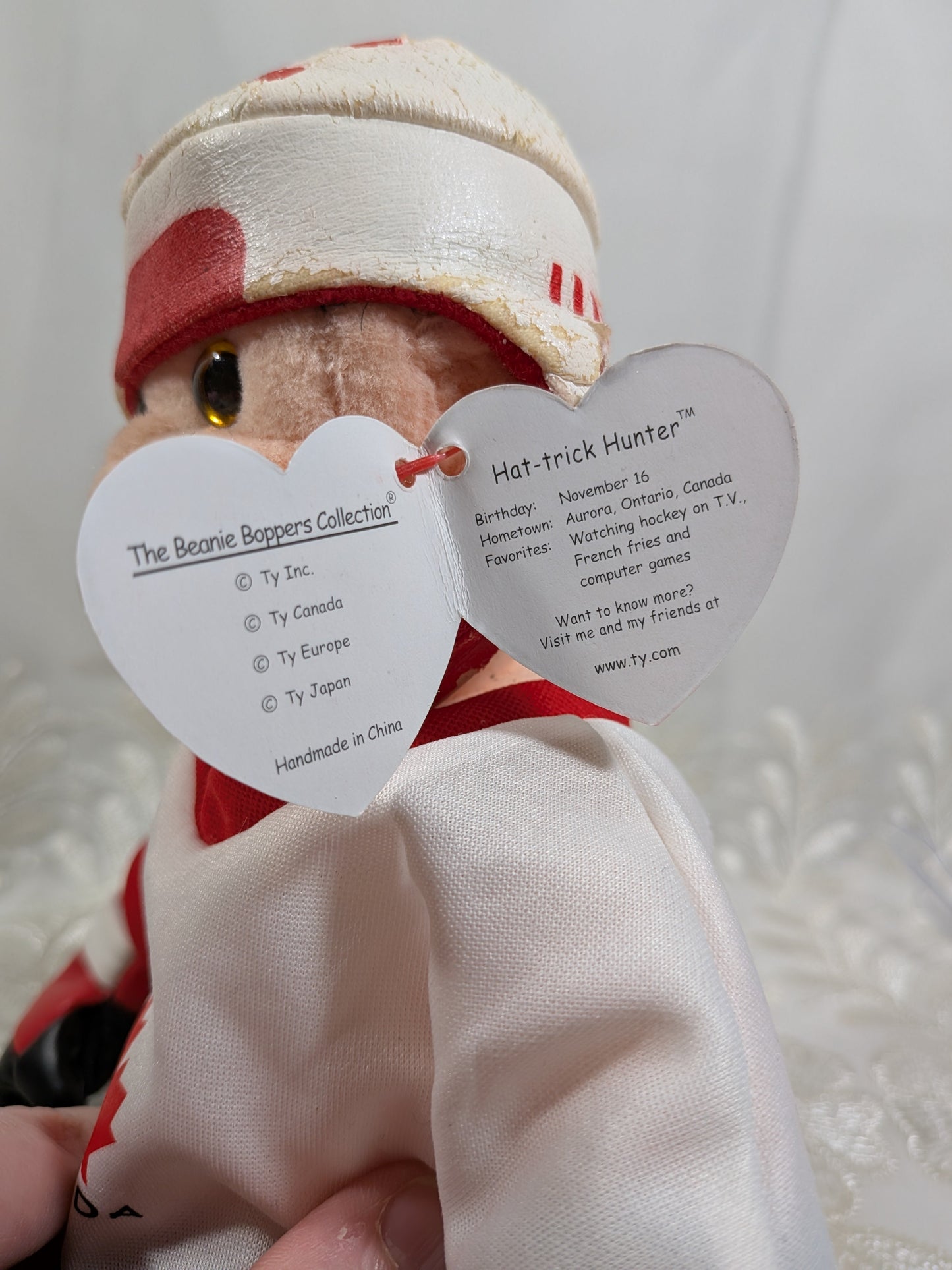 Ty Beanie Boppers - Hat - trick Hunter The Boy Hockey Player Doll (12 in) Pre - Owned Condition - Vintage Beanies Canada