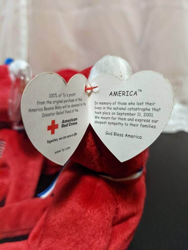 Ty Beanie Buddy + Beanie Babies Lot - America The Red Bears - Near Mint (Sold As Set) - Vintage Beanies Canada