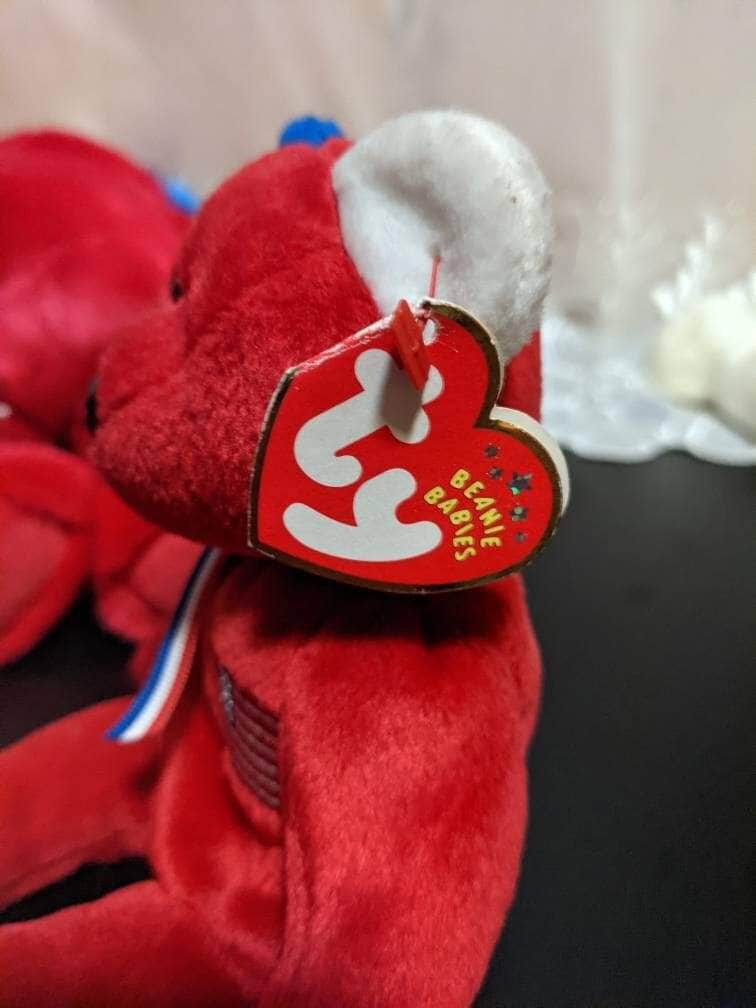 Ty Beanie Buddy + Beanie Babies Lot - America The Red Bears - Near Mint (Sold As Set) - Vintage Beanies Canada
