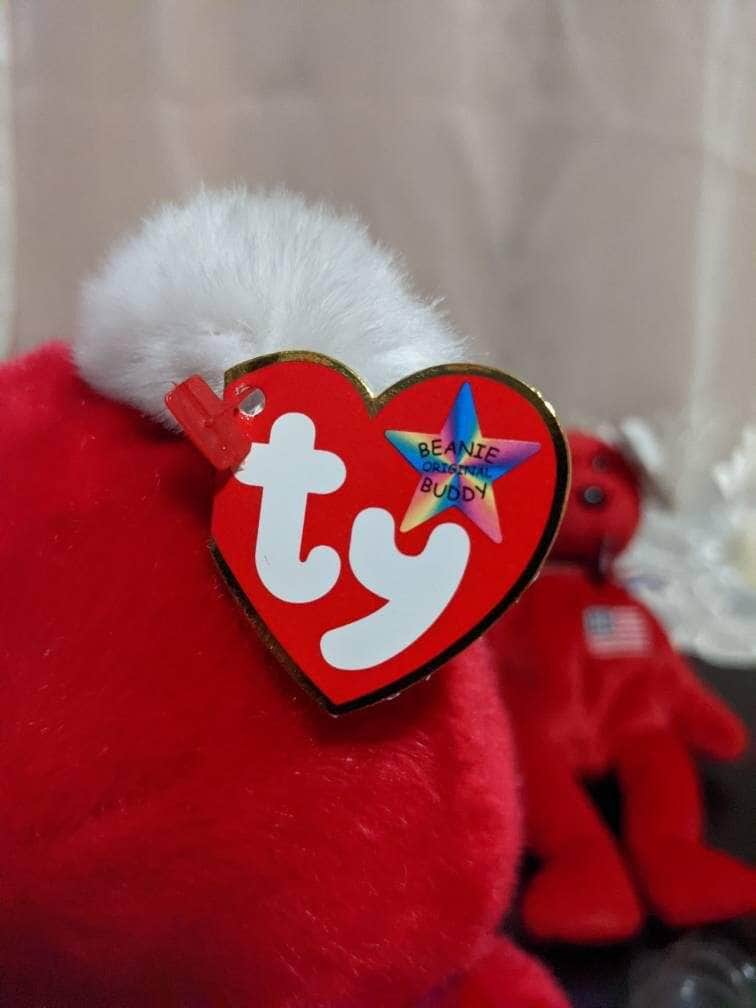 Ty Beanie Buddy + Beanie Babies Lot - America The Red Bears - Near Mint (Sold As Set) - Vintage Beanies Canada