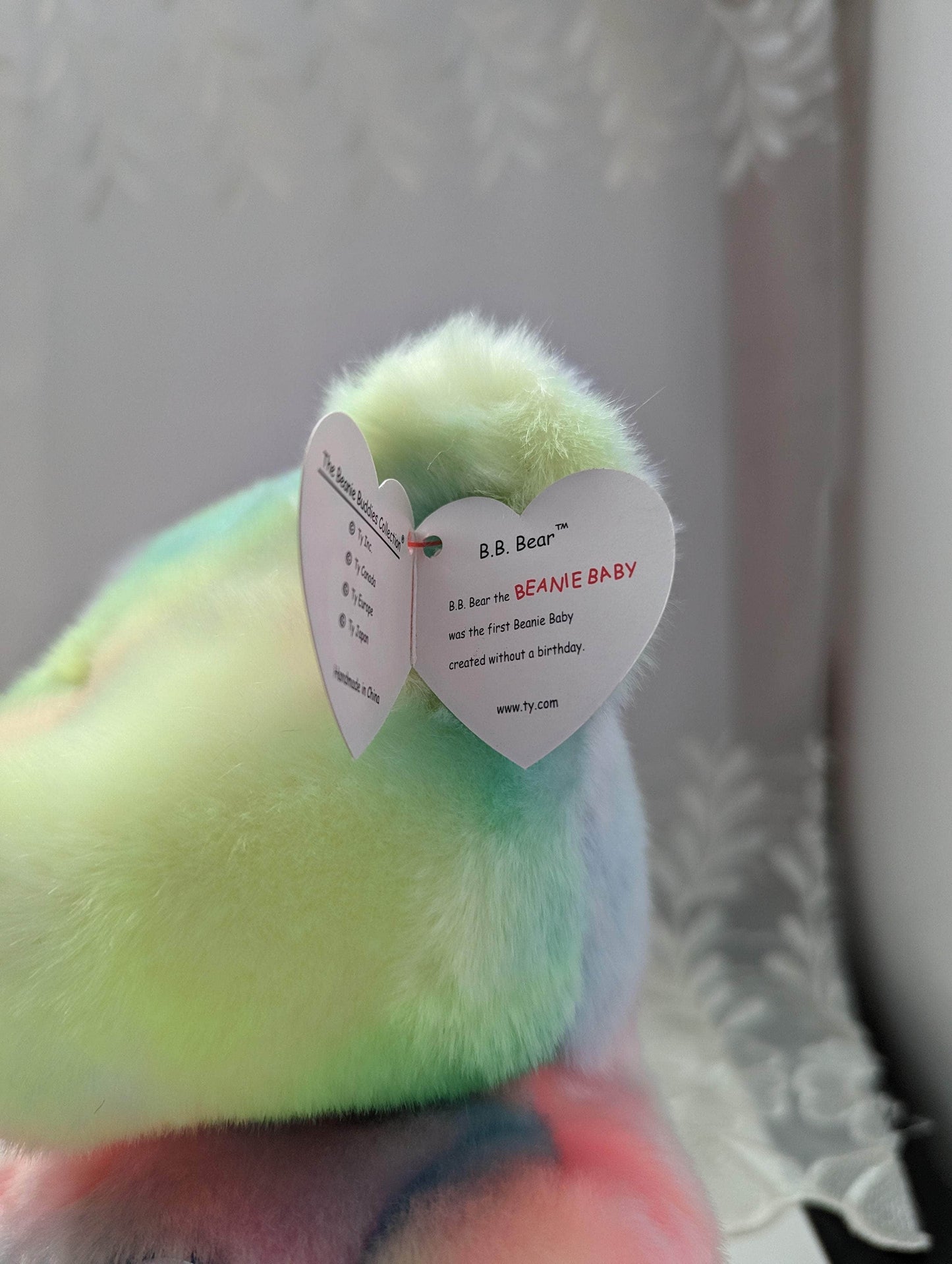 Ty Beanie Buddy - Birthday Bear (B.B.) The Multicolored Bear (13in) - Vintage Beanies Canada